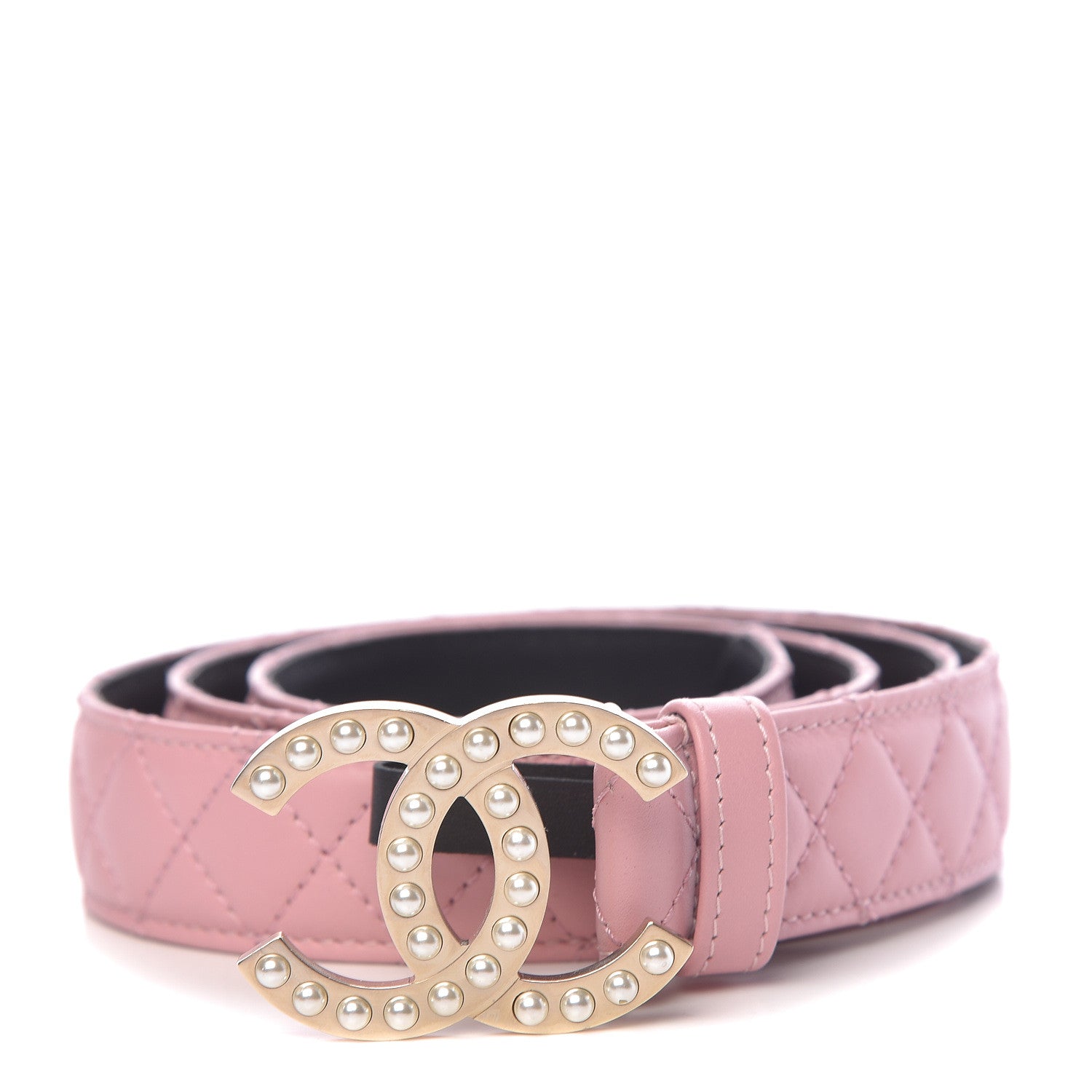 Chanel Pearl Lambskin Quilted CC Belt 95 38 Pink 470941 – FASHIONPHILE