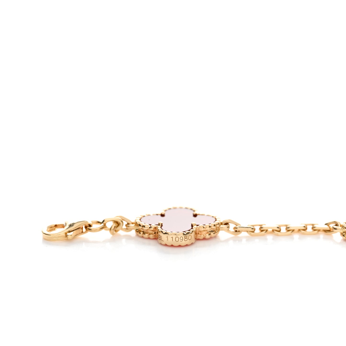 18K Yellow Gold Carnelian 5 Motifs Vintage Alhambra Bracelet