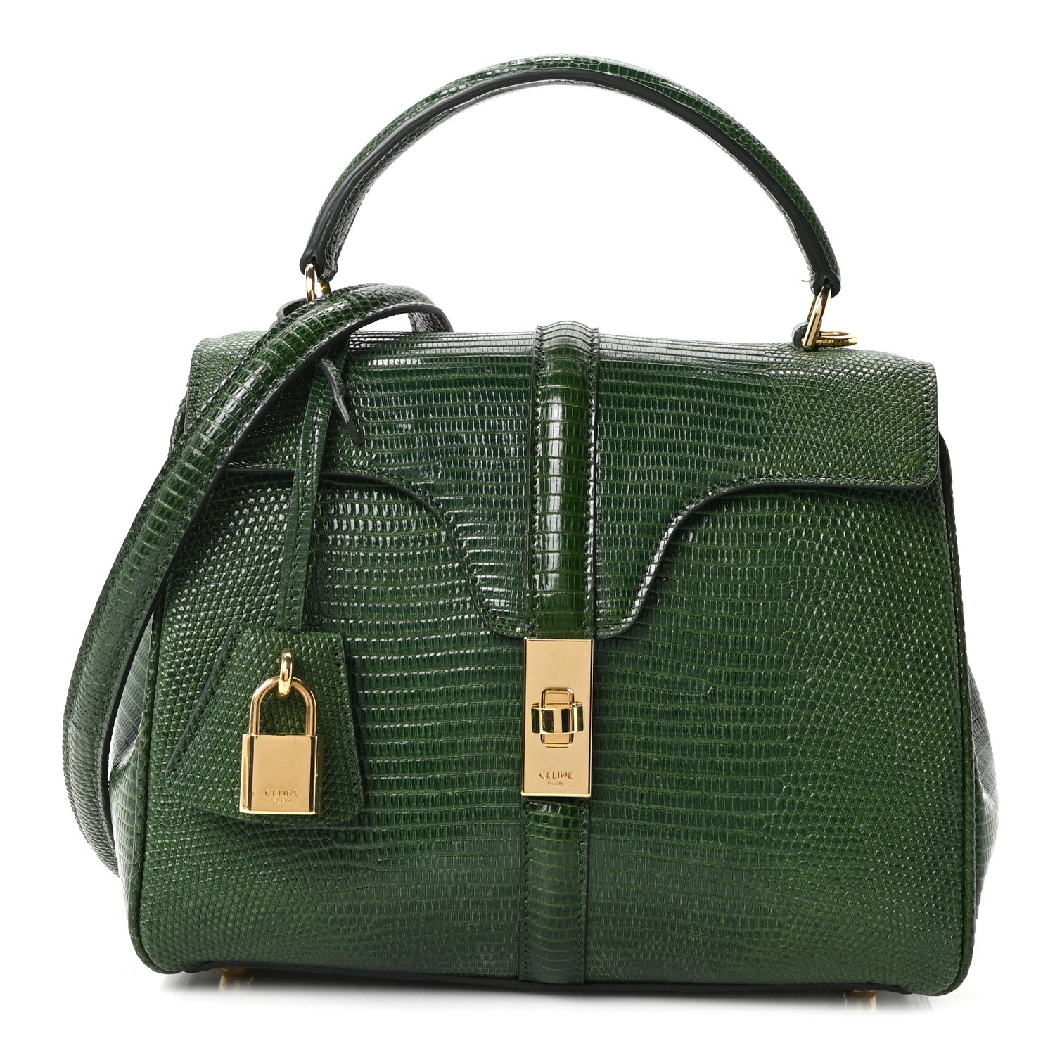 Celine Lizard Small 16 Top Handle Bag Green 1877189 – FASHIONPHILE