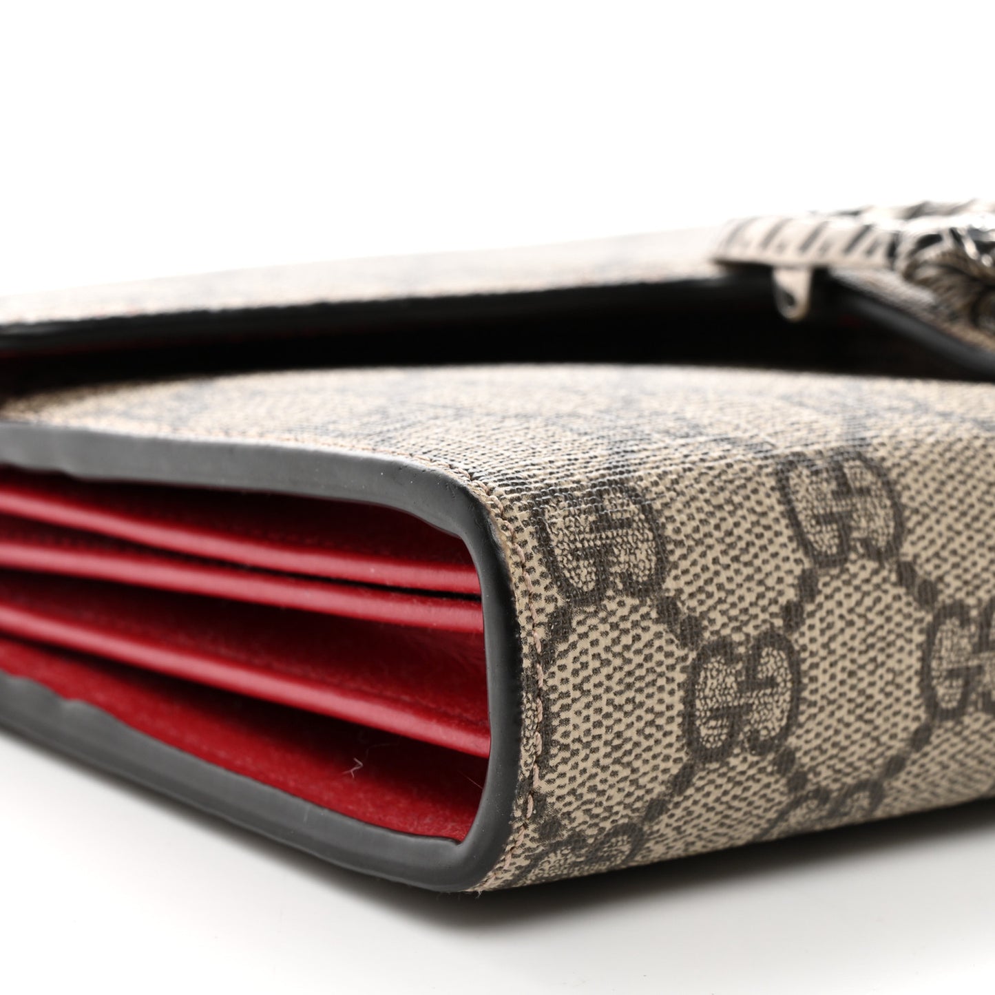 GG Supreme Monogram Mini Dionysus Chain Wallet Beige Vulcanic Red