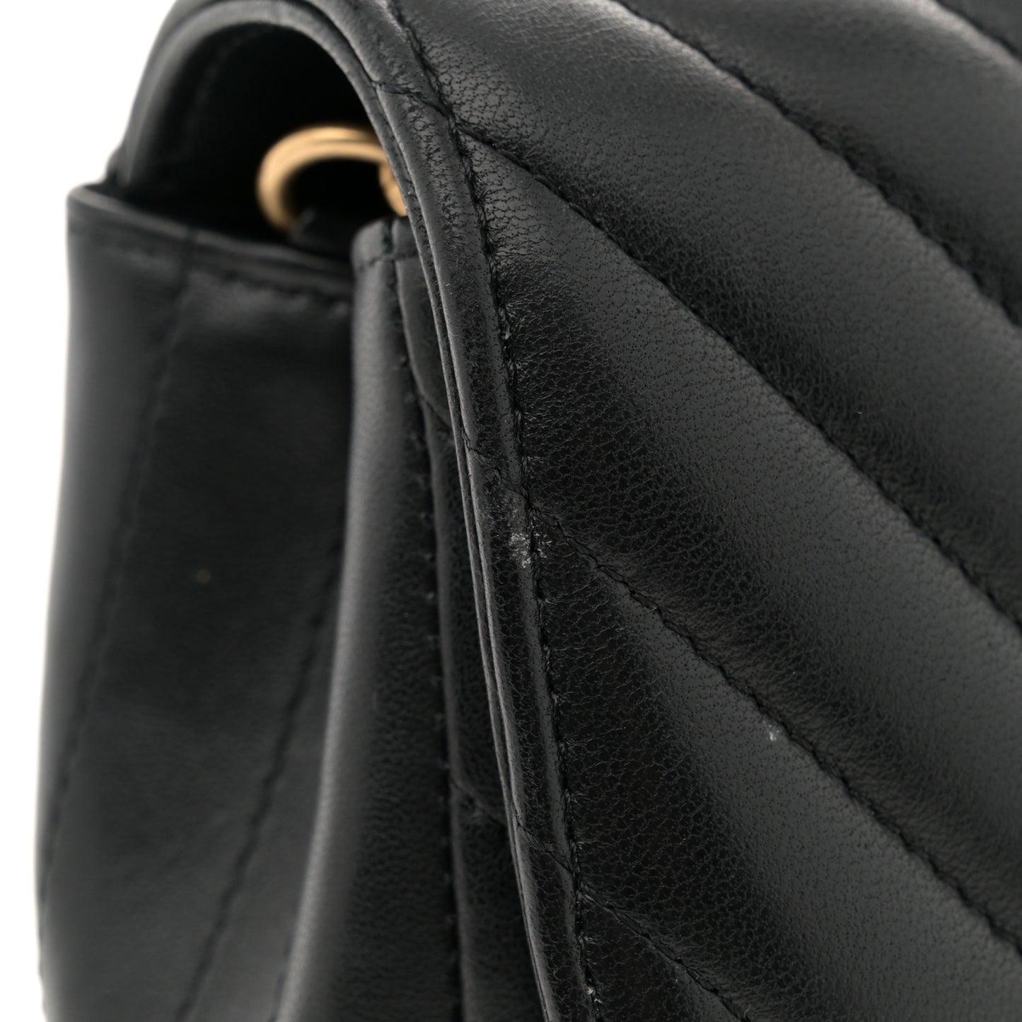 Lambskin Chevron Quilted Mini Rectangular Flap Black