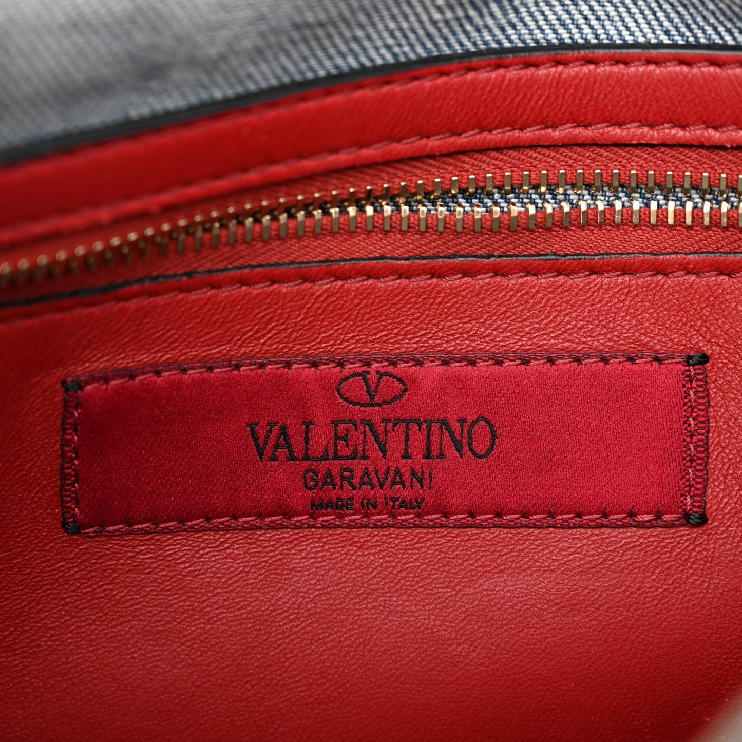 Denim Medium Rockstud Spike Shoulder Bag Denim