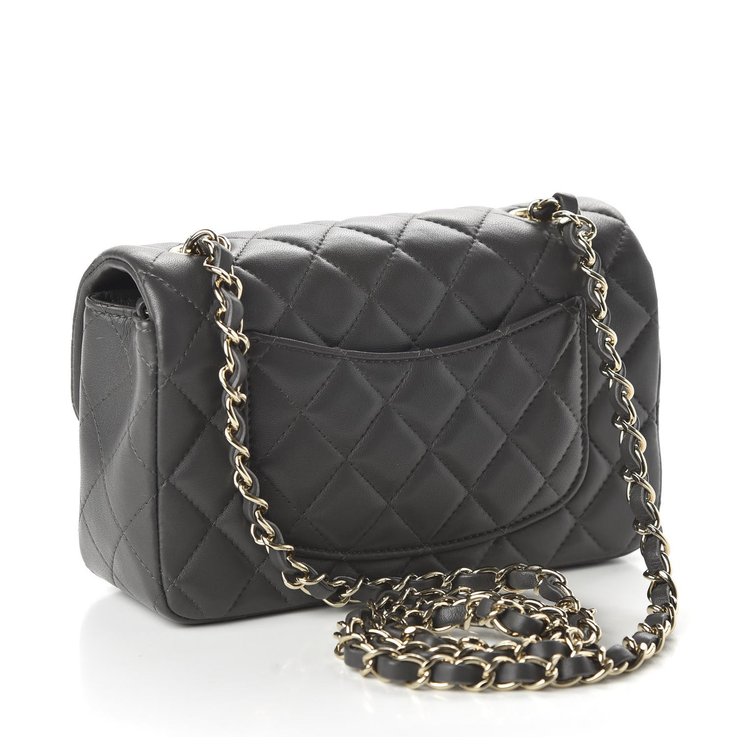 Lambskin Quilted Mini Rectangular Flap Grey