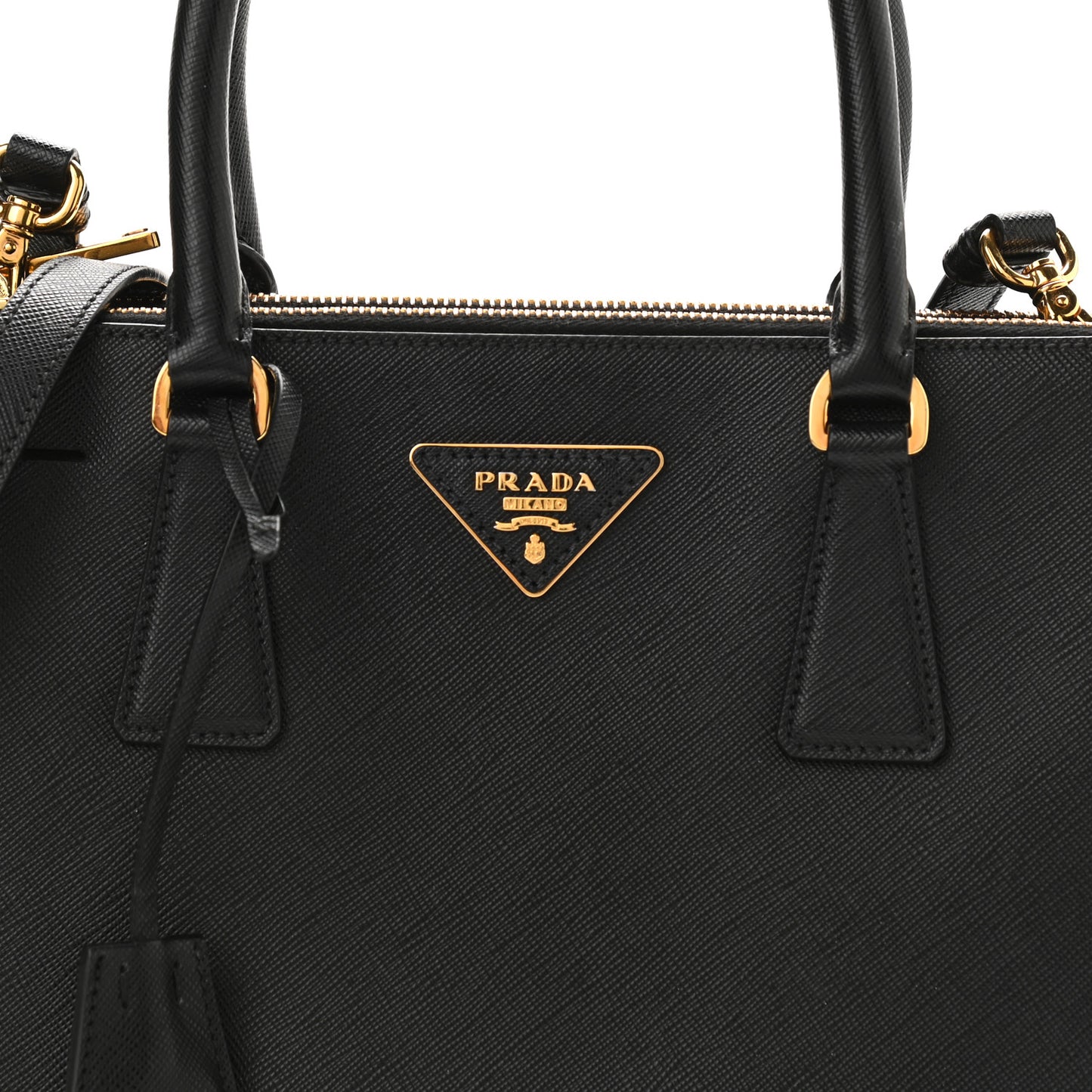 Saffiano Small Galleria Double Zip Tote Black
