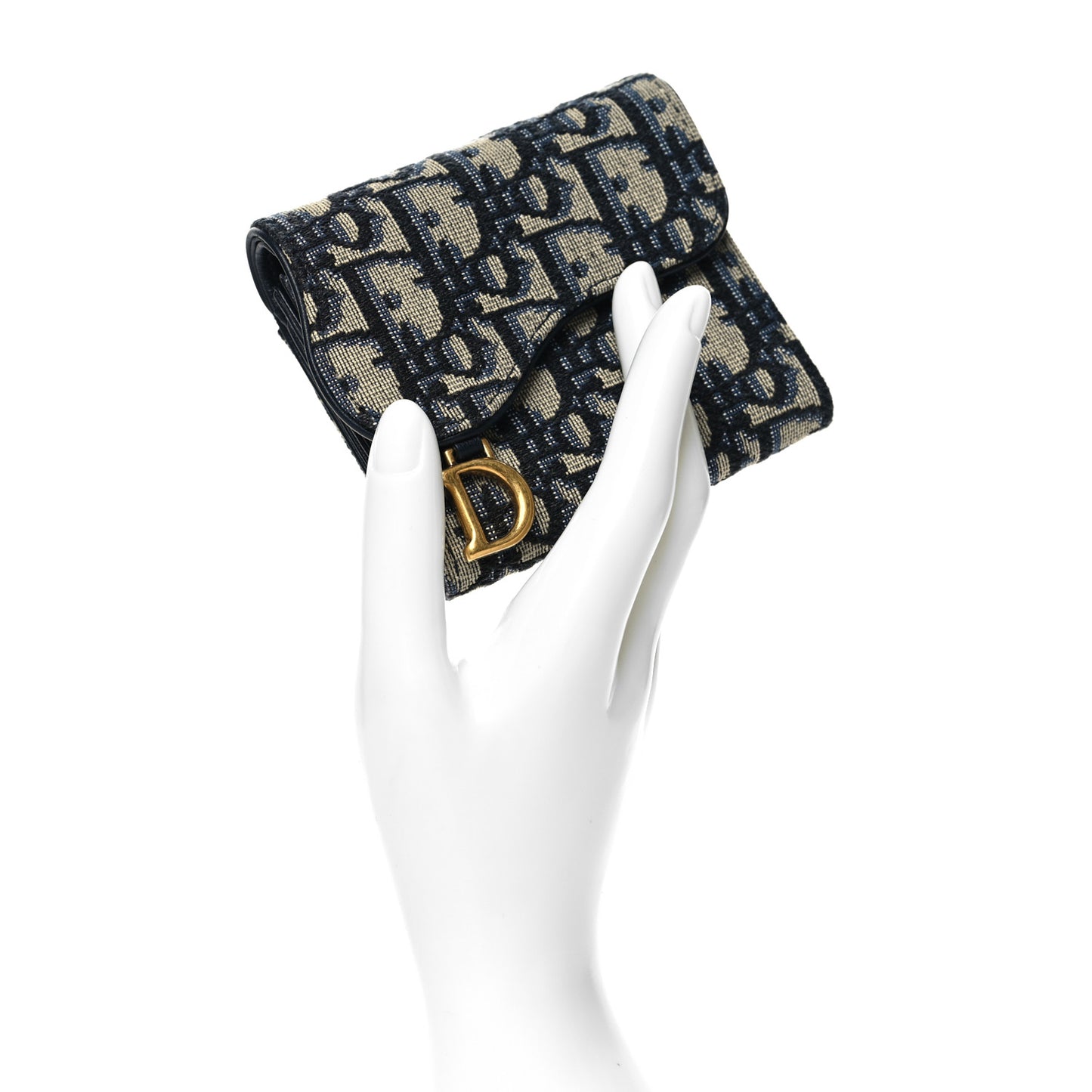 Oblique Saddle Lotus Wallet Blue