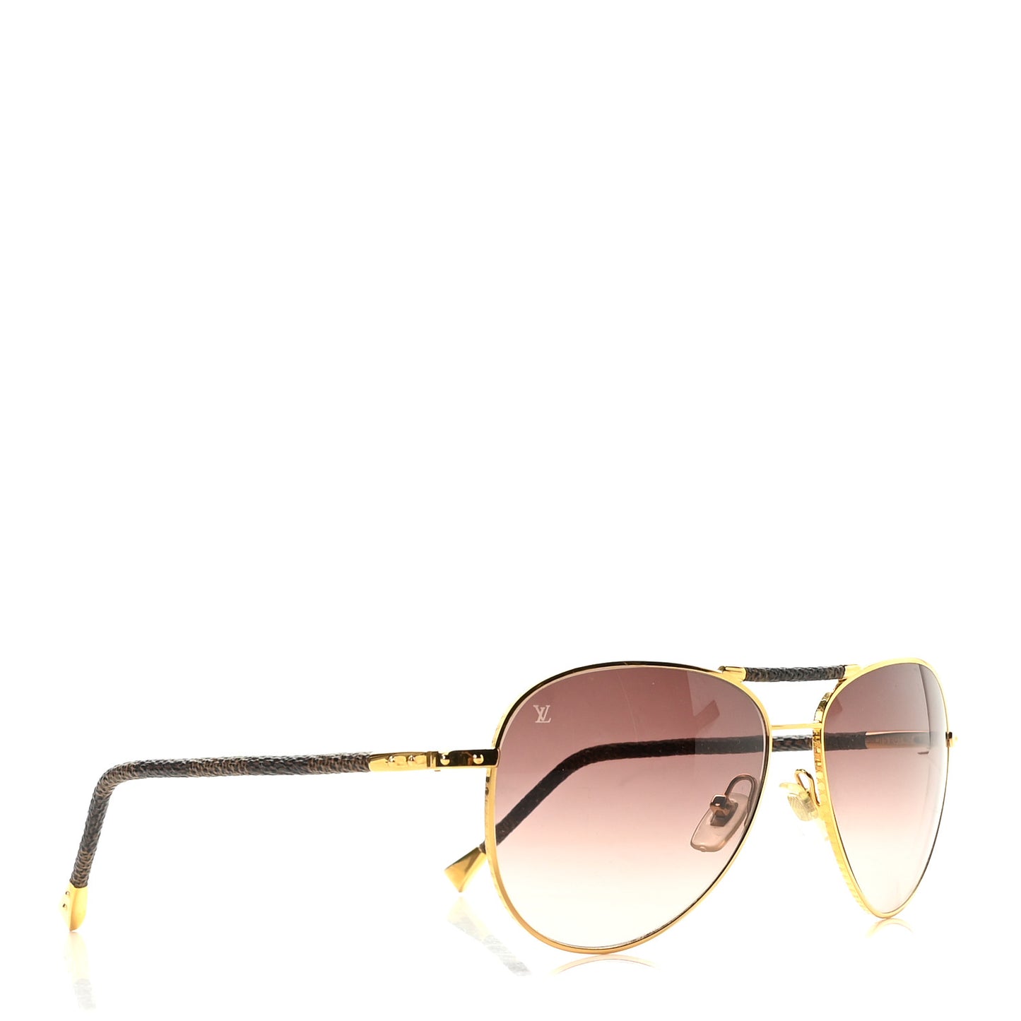 Damier Ebene Conspiration Pilote Aviator Sunglasses Gold