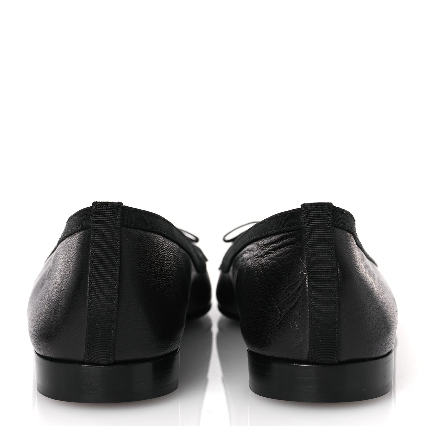 Goatskin Cap Toe Bow CC Ballerina Flats 38.5 Black
