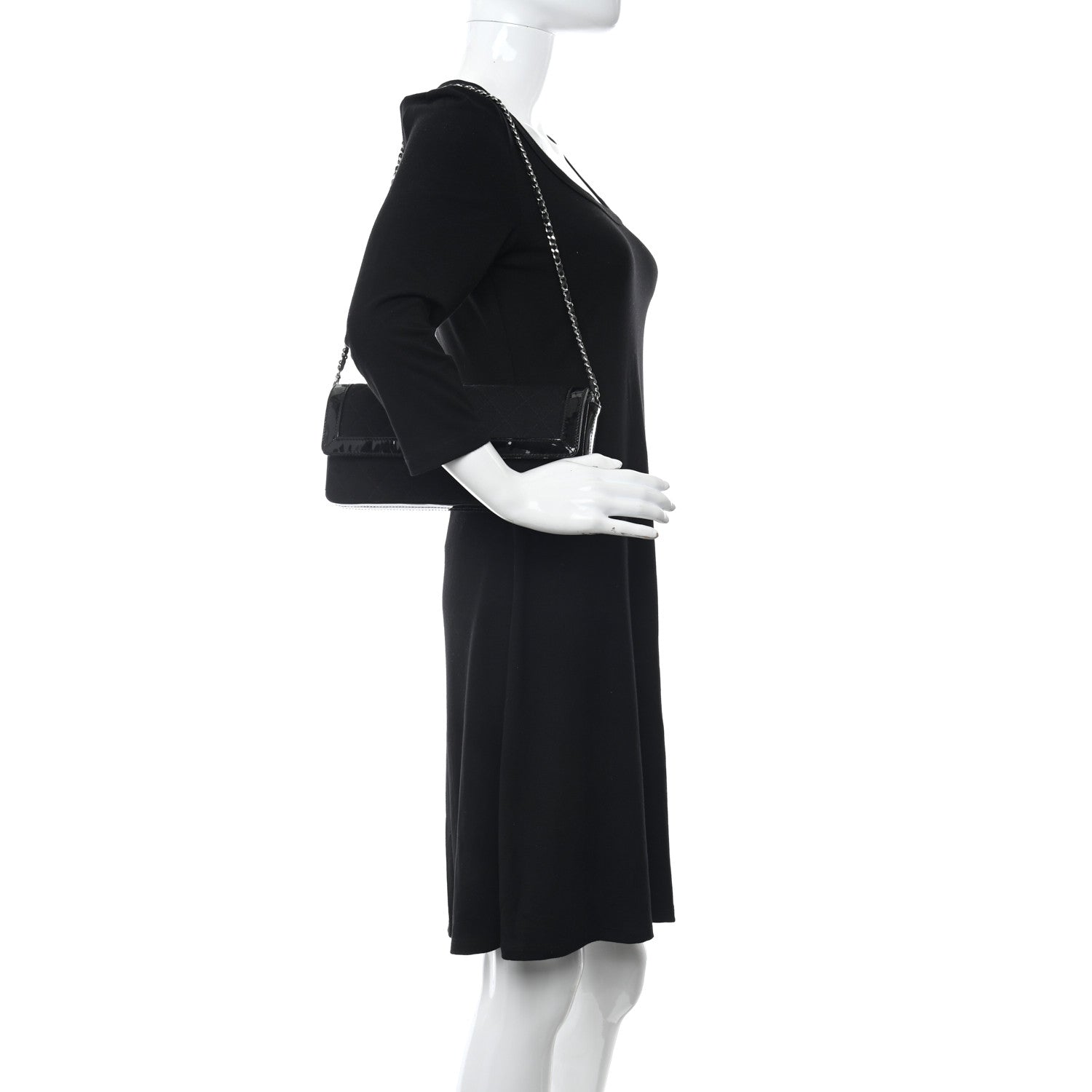 Chanel Jersey Patent Quilted 2.55 Reissue East West Flap Black 2 of 13
