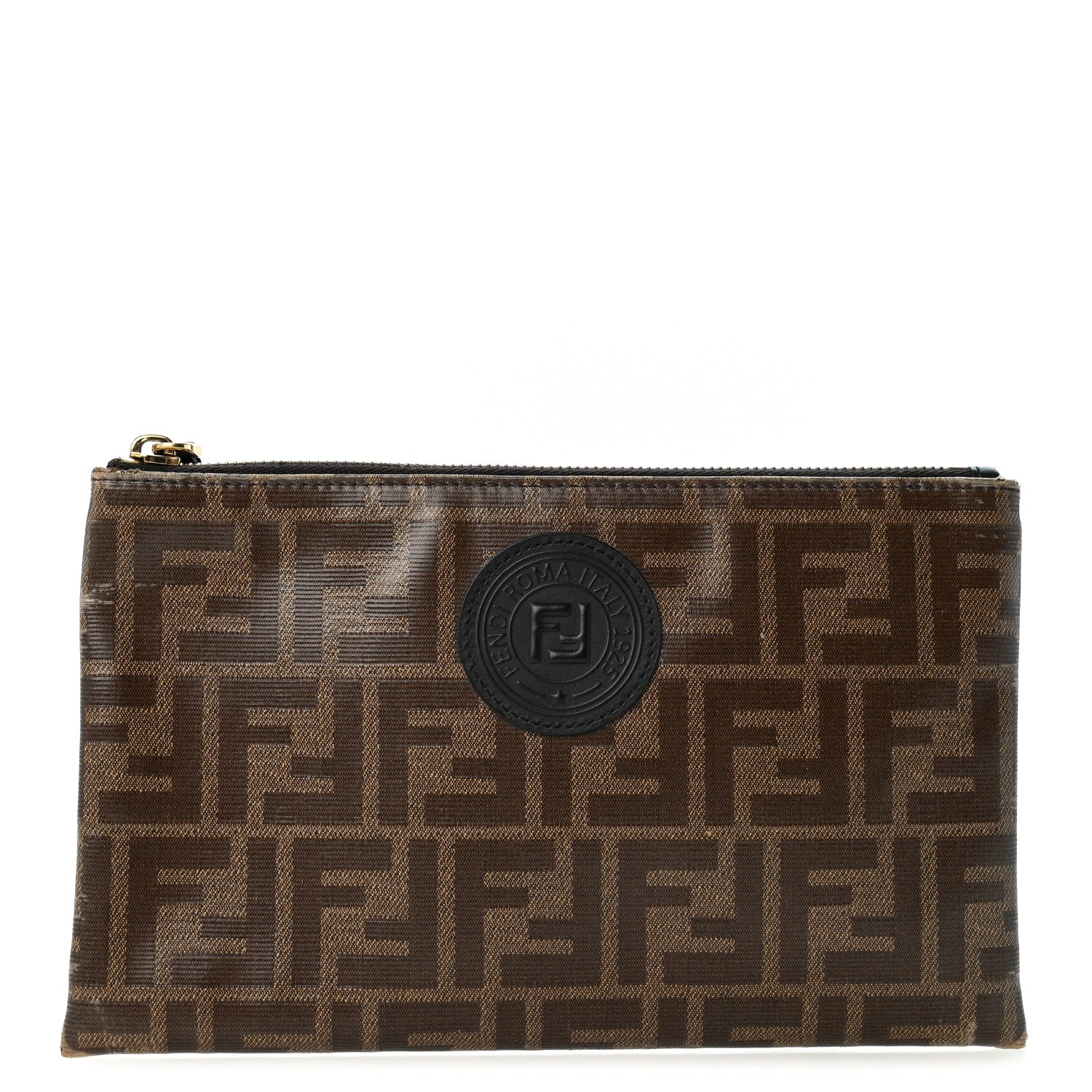 Fendi Glazed Fabric Vitello Century FF 1974 Stamp Patch Small