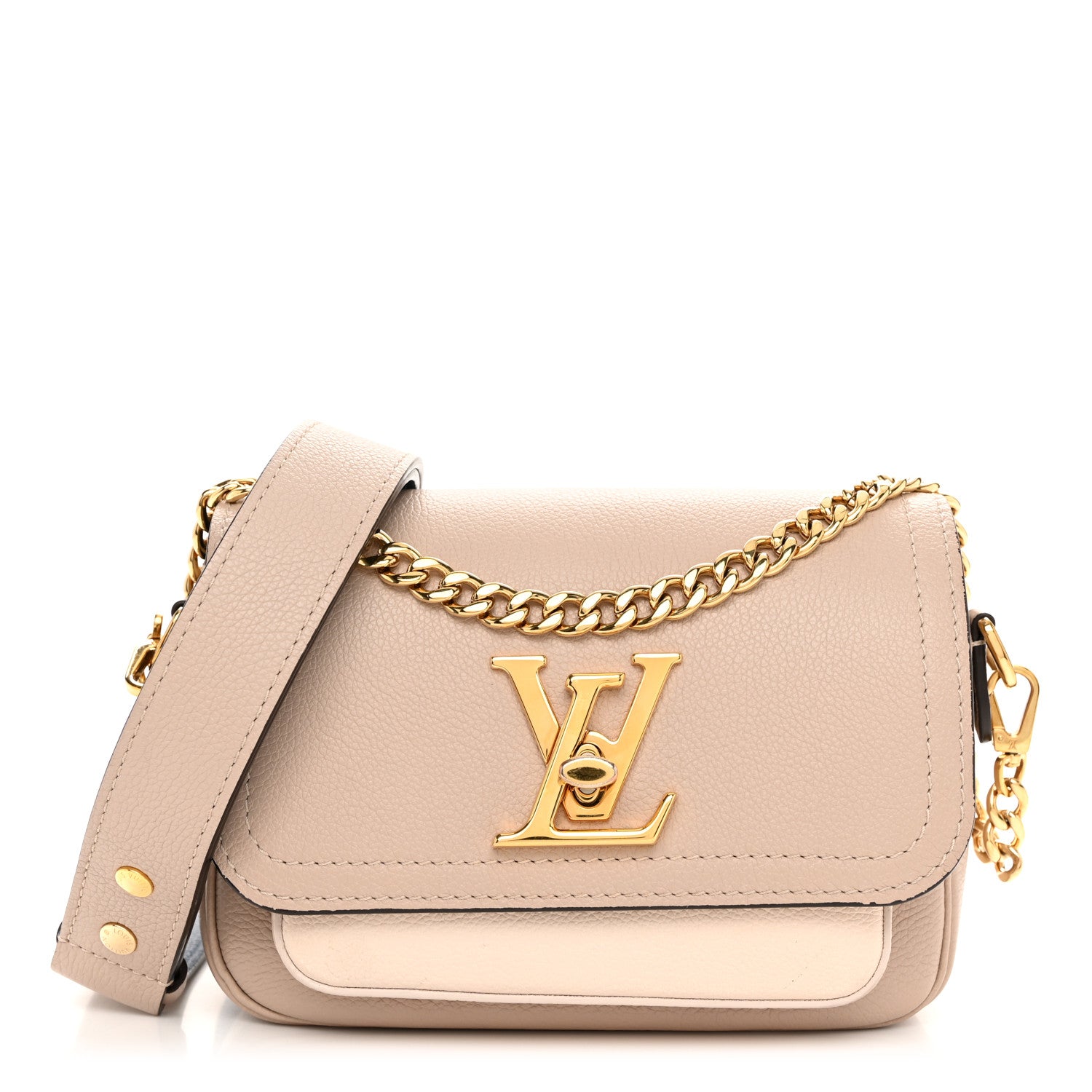 Louis Vuitton Grained Calfskin Lockme Tender Greige 1 of 9