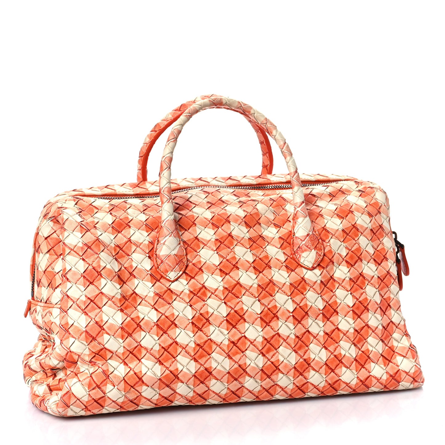 Nappa Intrecciato Gingham Boston White Orange