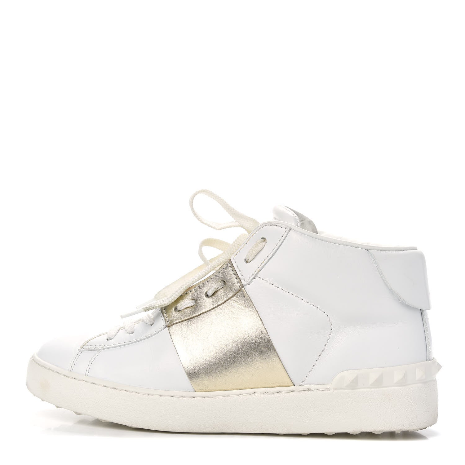 Valentino Garavani Calfskin Womens Rockstud Open High Top Sneakers
