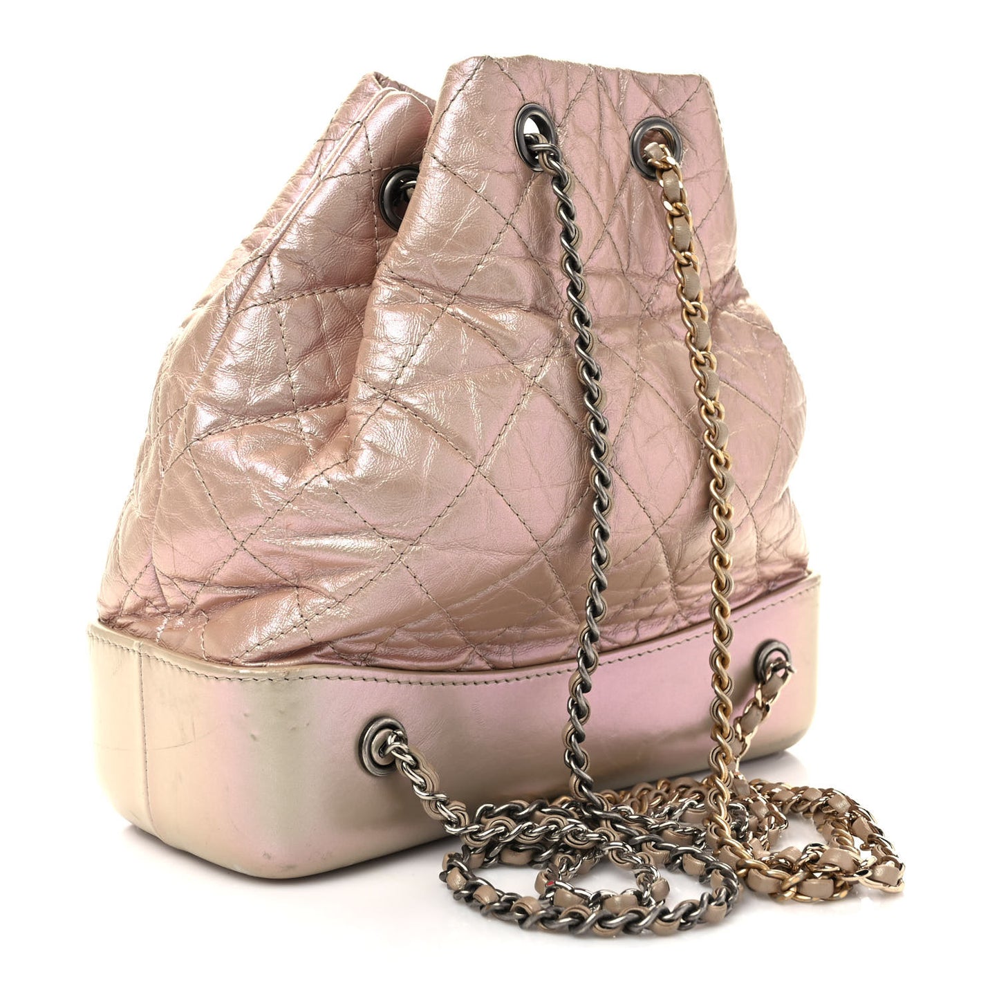 Iridescent Lambskin Calfskin Small Quilted Gabrielle Backpack Light Pink