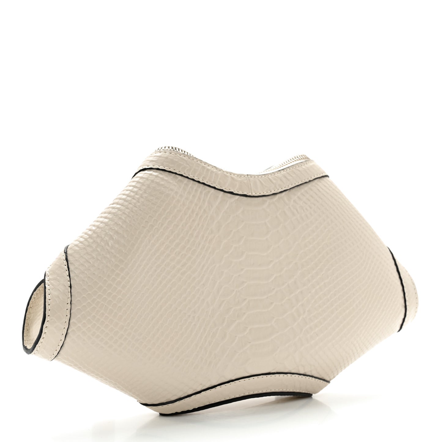 Calfksin Crocodile Embossed Manta Clutch White