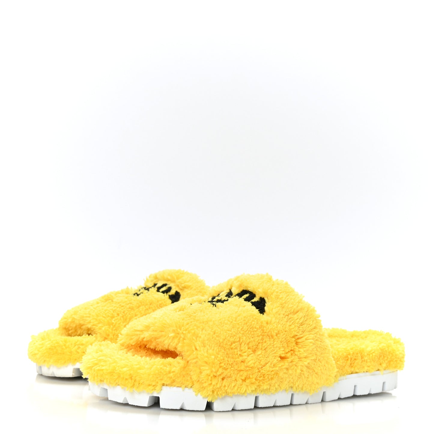 Terry Cloth Logo Lug Sole 20mm Slide Sandals 38 Giallo Black