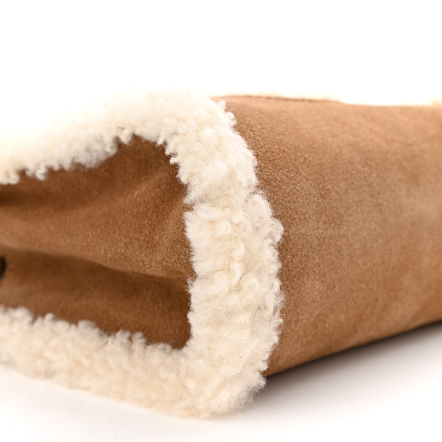 X UGG Suede Shearling Small Shopping Bag Chestnut