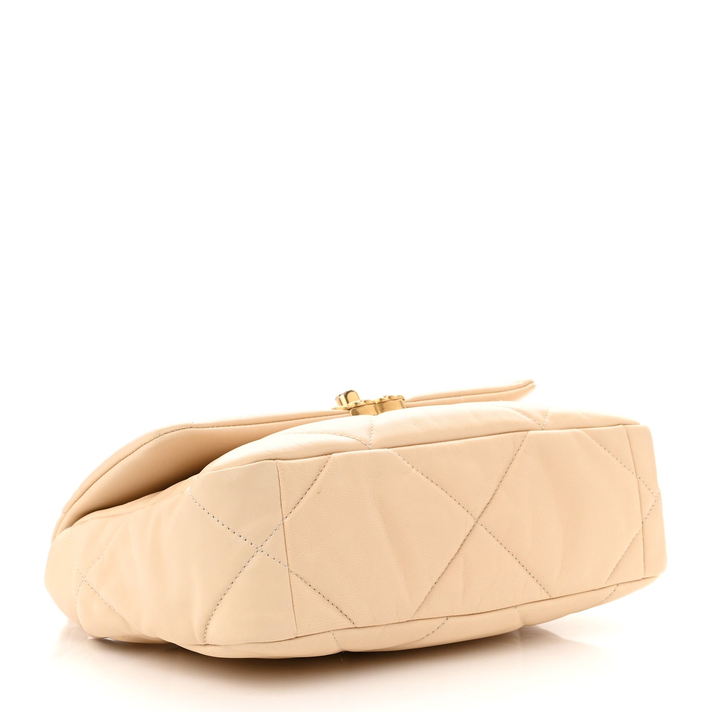 Goatskin Quilted Medium Chanel 19 Flap Beige