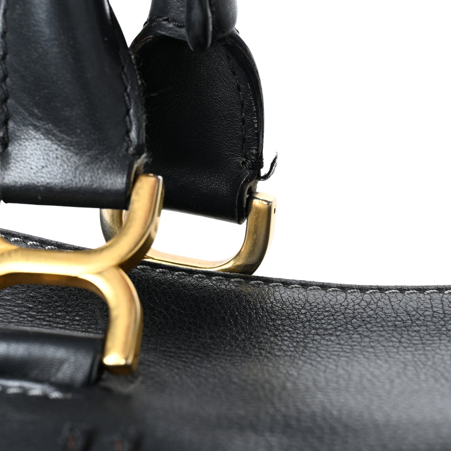 Calfskin Large Marcie Satchel Black