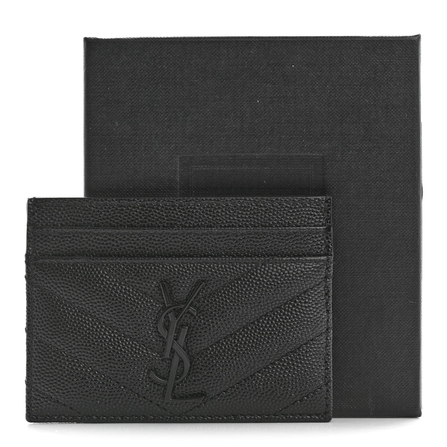 Grain De Poudre Matelasse Chevron Monochrome Monogram Credit Card Case Black