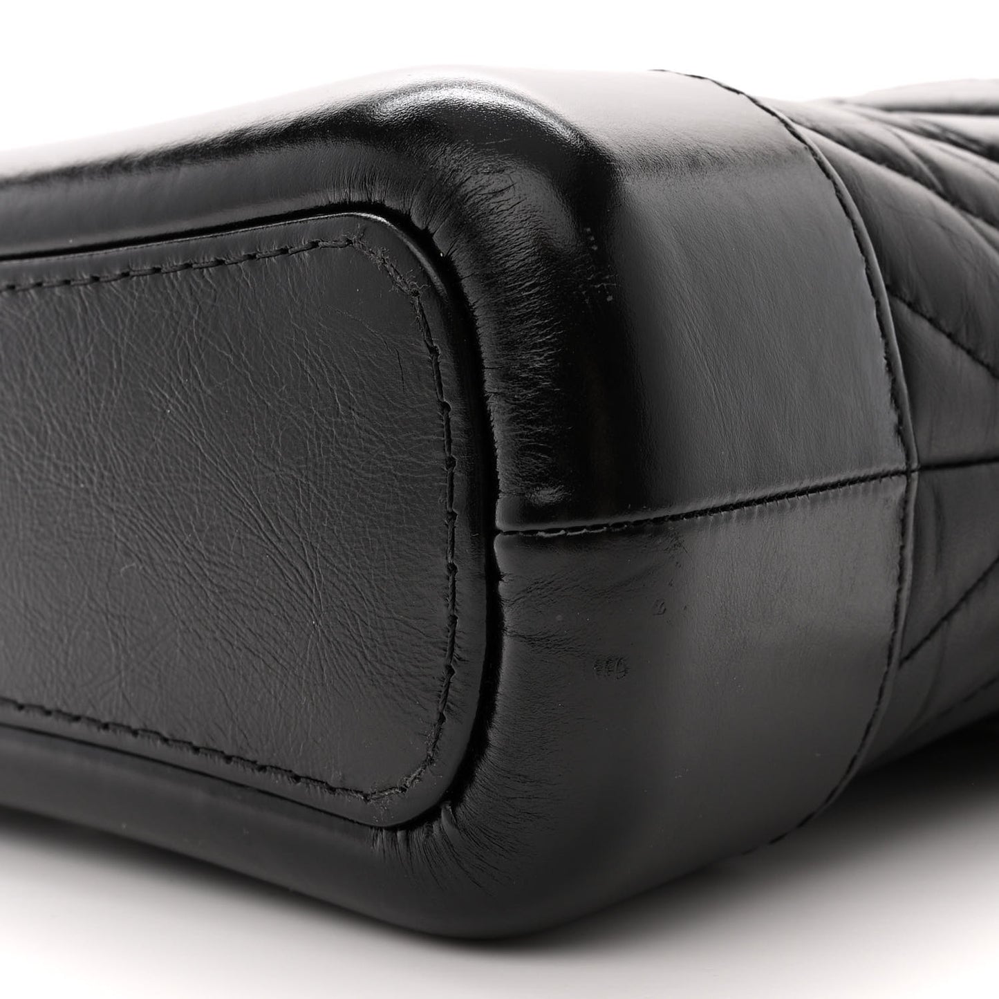 Aged Calfskin Chevron Quilted Small Gabrielle Hobo Black