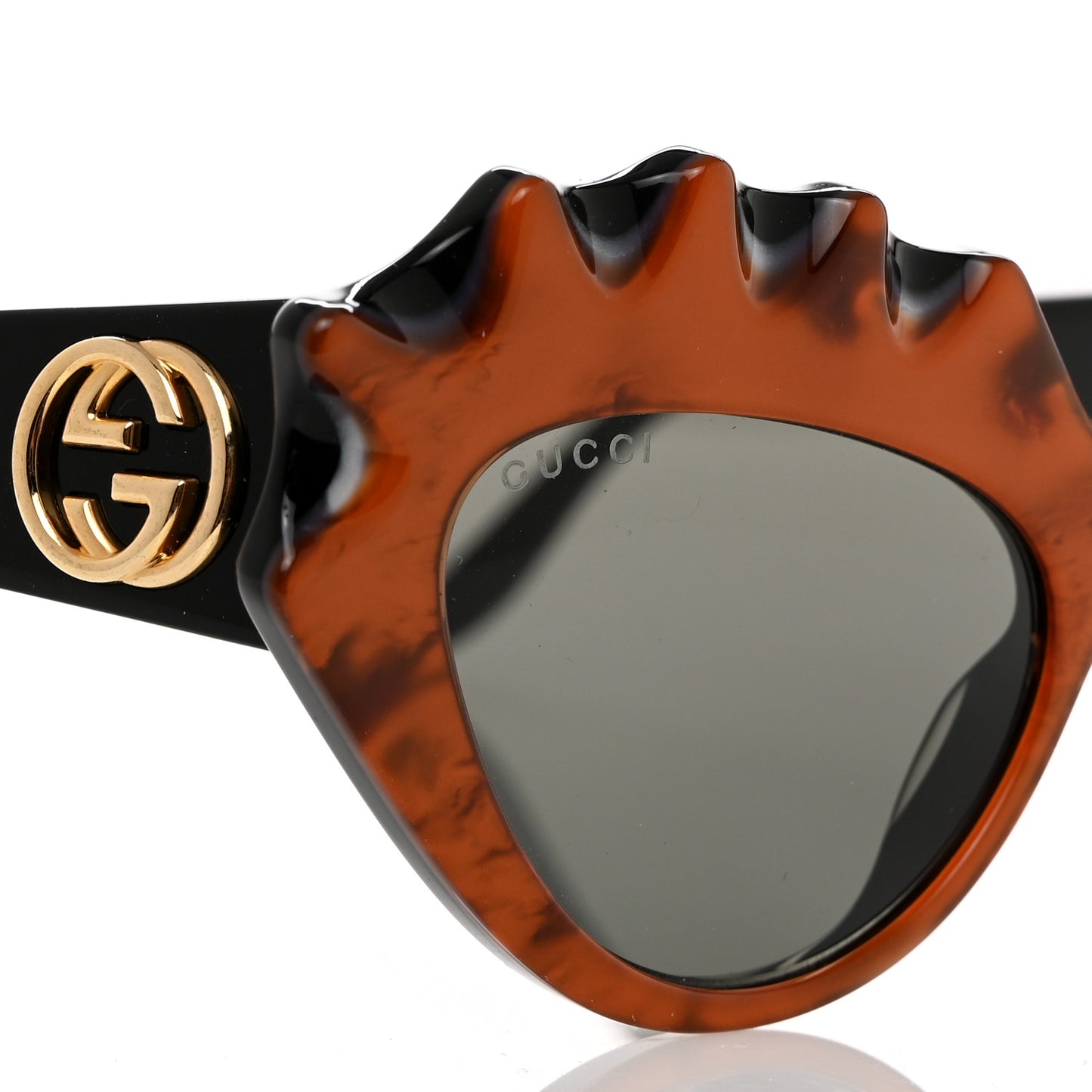 Acetate Cat Eye Sunglasses GG0781S Orange Black