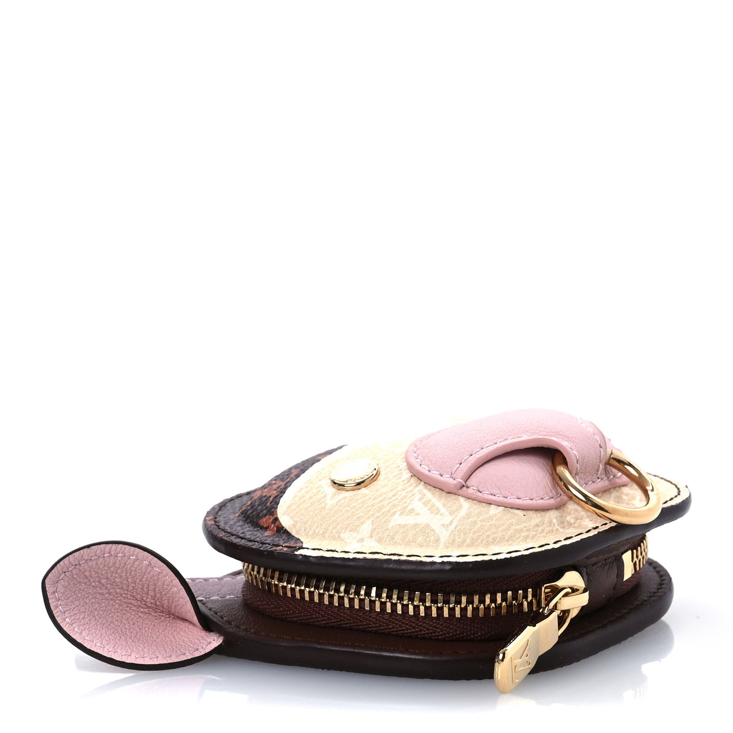 Monogram Calfskin LV Cow Pouch Bag Charm Brown