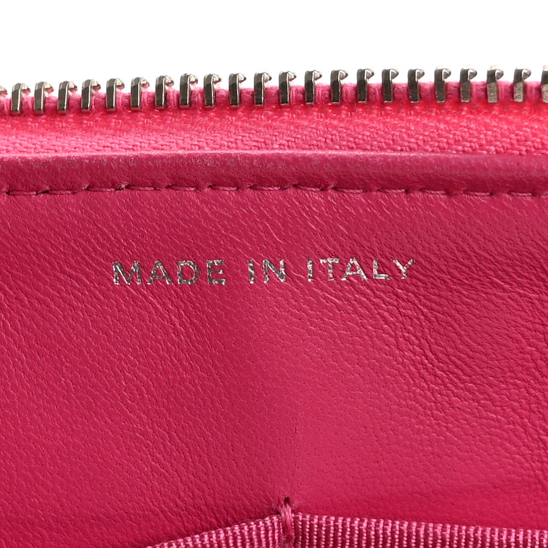 Lambskin Quilted Enamel Zipped Clutch Pink