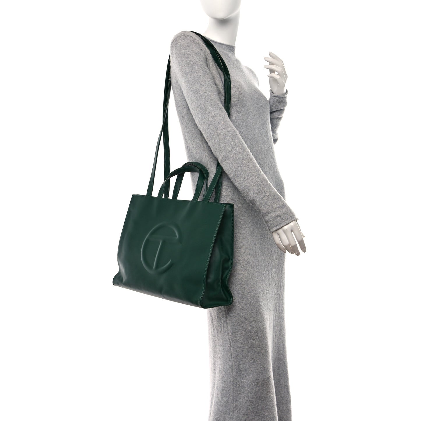 Vegan Leather Medium Shopping Bag Dark Olive