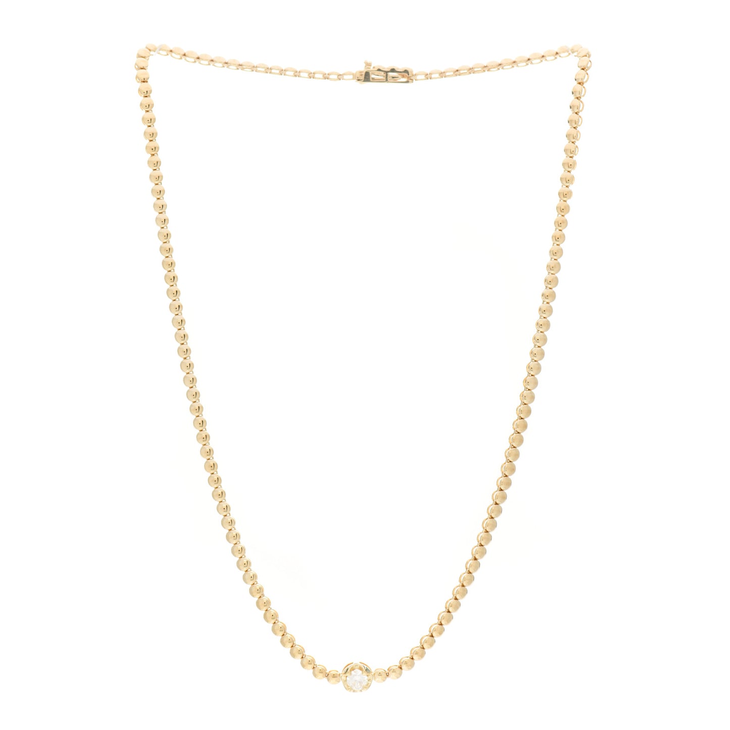 18K Yellow Gold Diamond Mini Single Bezel Tennis Necklace