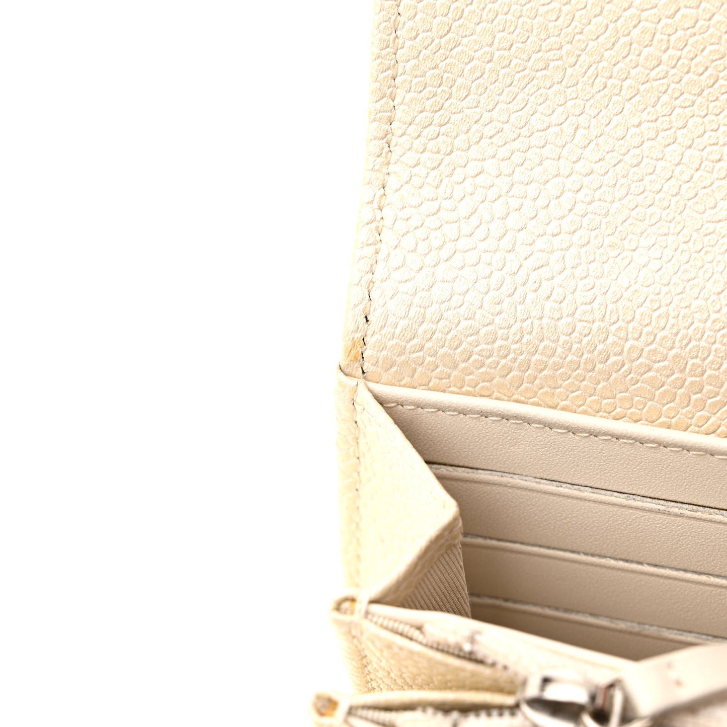 Caviar Quilted Large Flap Wallet Ivory