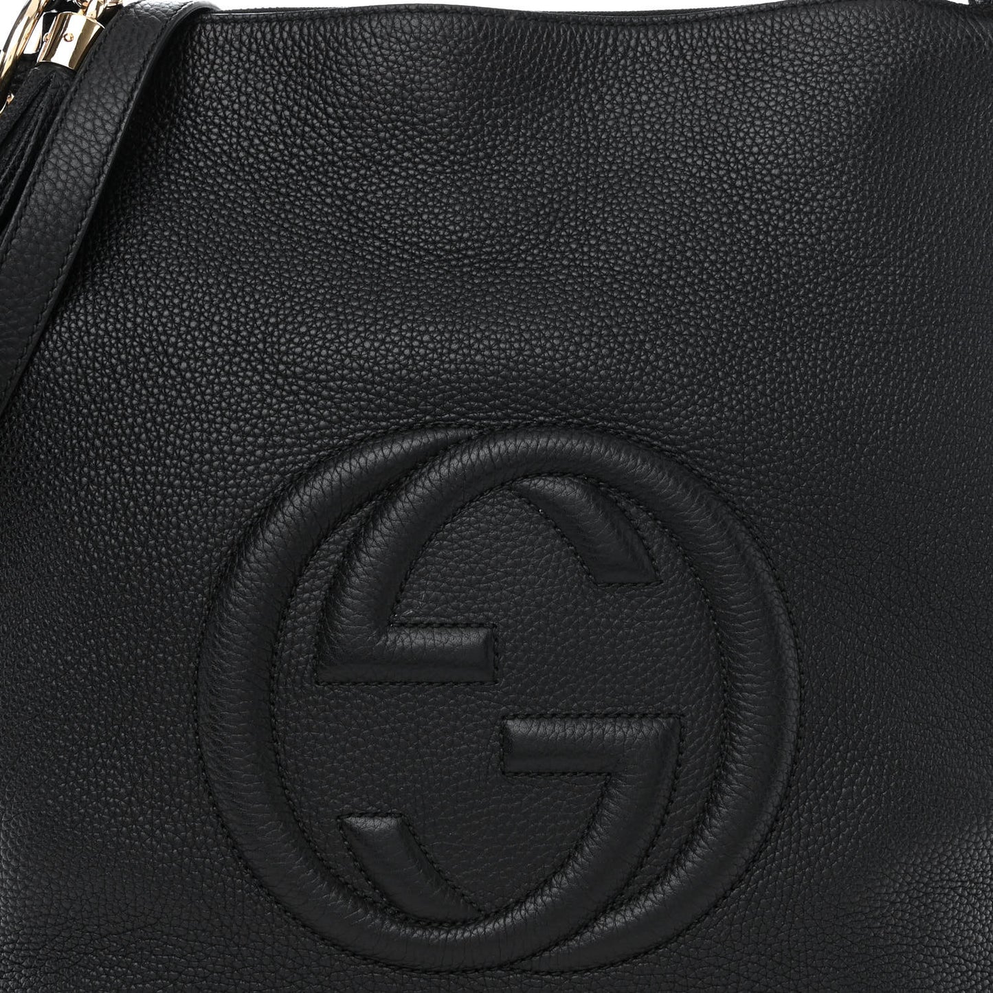 Pebbled Calfskin Large Soho Hobo Black
