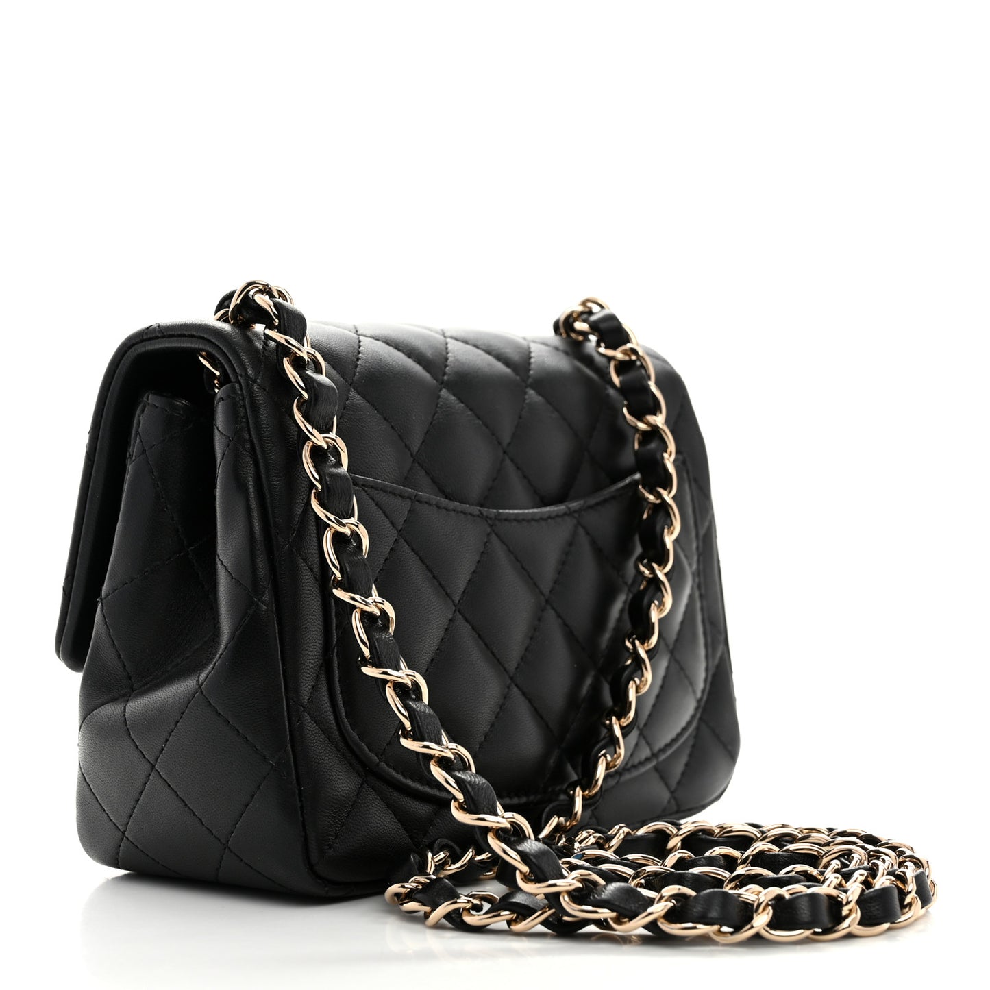 Lambskin Quilted Mini Square Flap Black