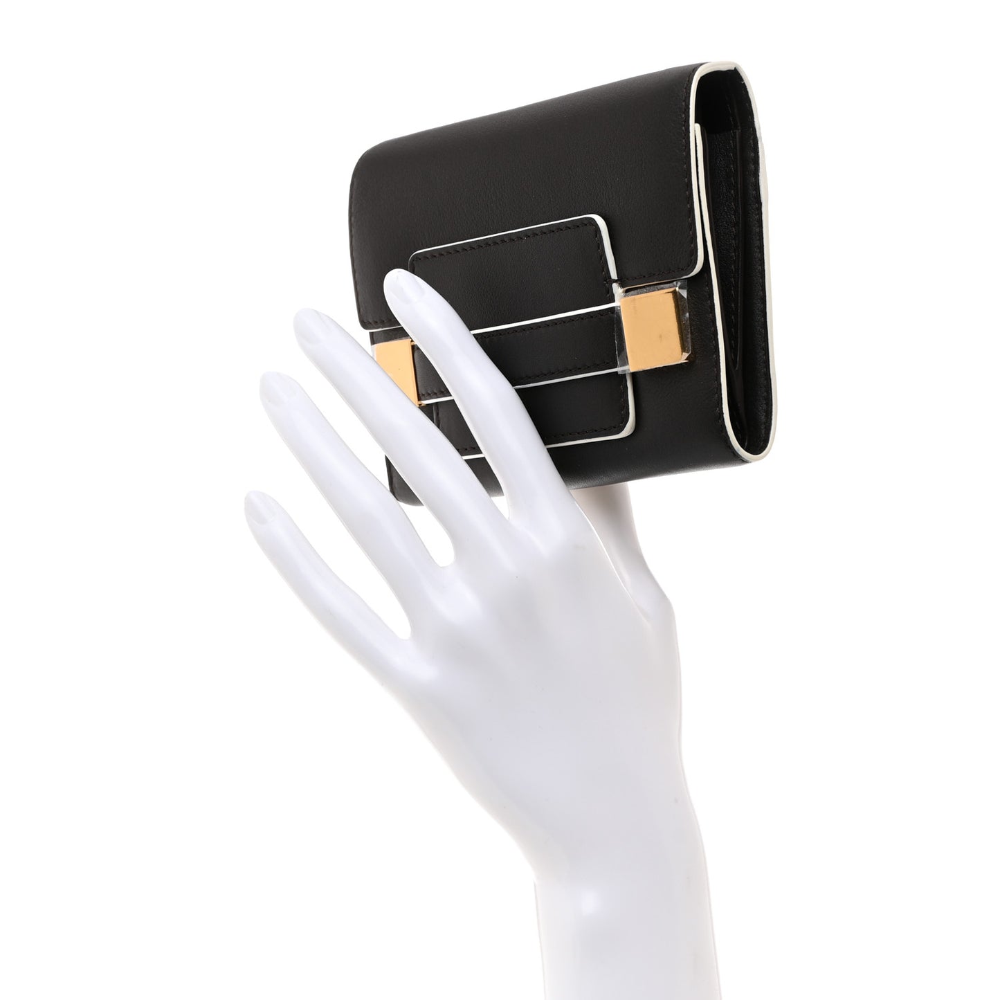 Calfskin Madam Tri-Fold Wallet Dark Brown