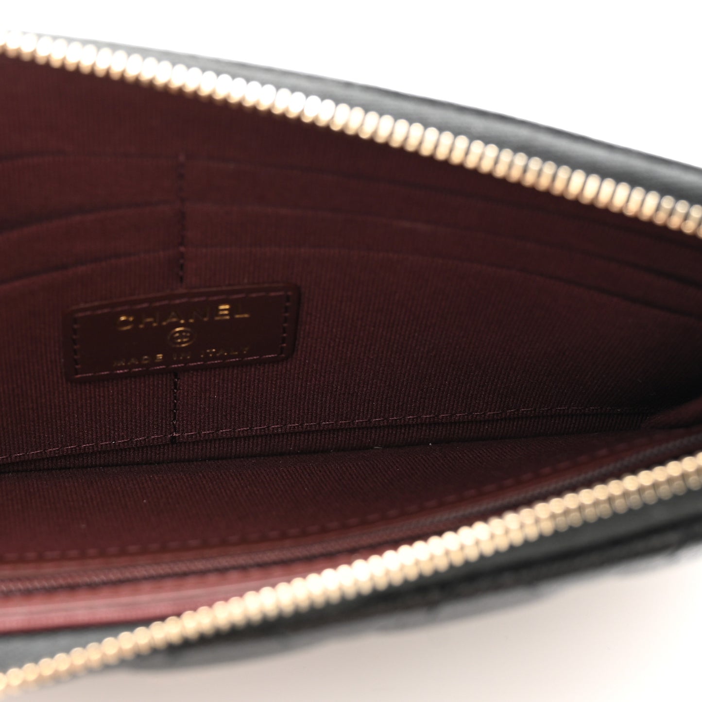 Caviar Quilted Flap Zip Pouch Black