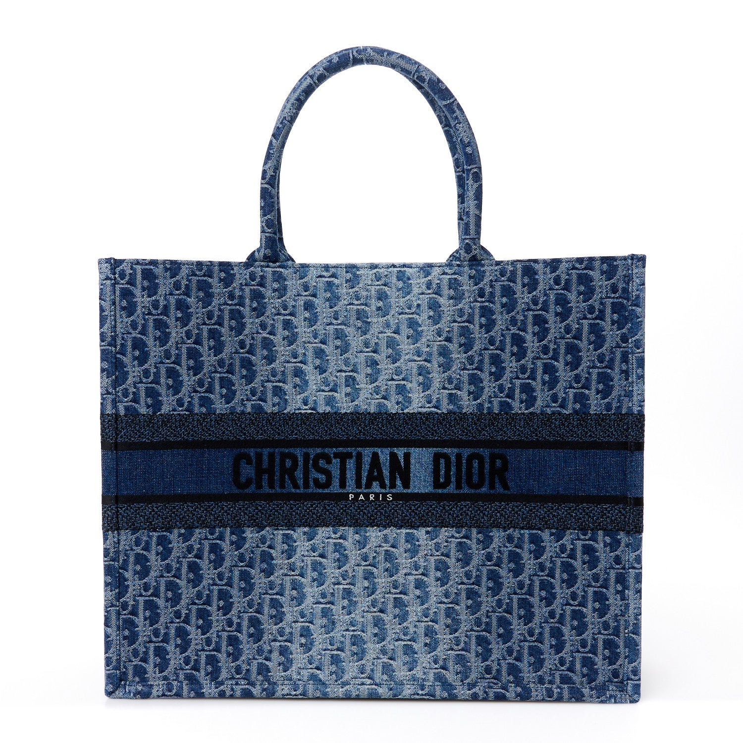 Christian Dior Oblique Denim Large Book Tote Blue 1 of 10
