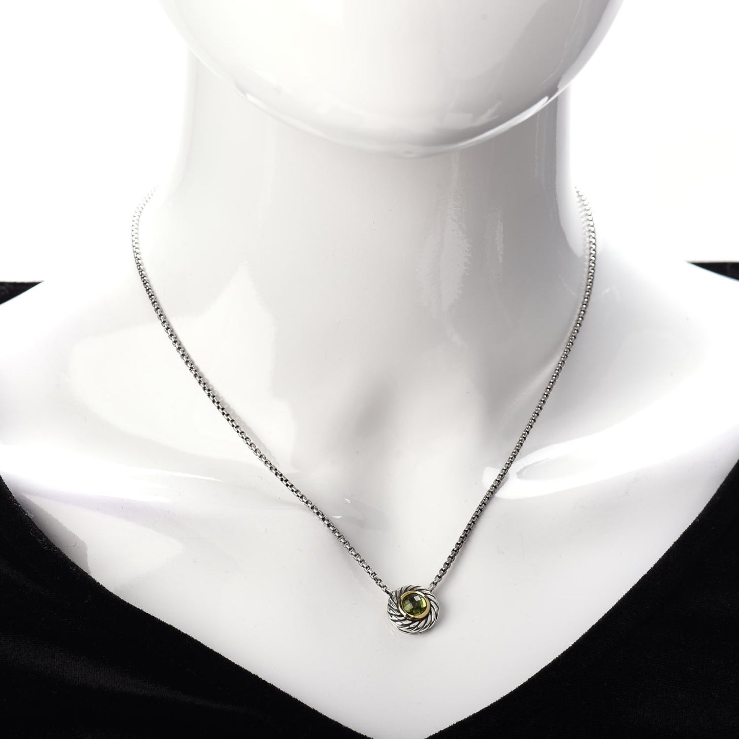 Sterling Silver 18K Yellow Gold Peridot Cookie Pendant Necklace