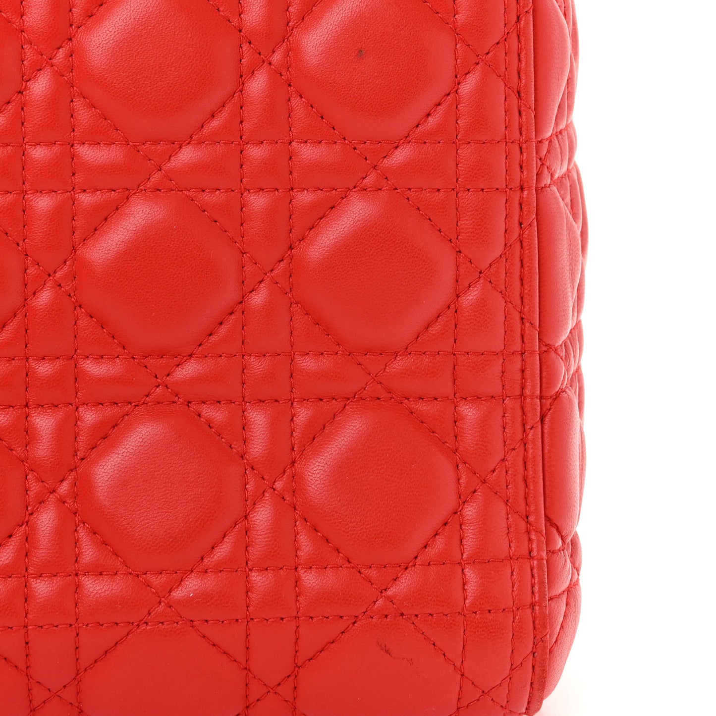 Lambskin Cannage Medium Lady Dior Red