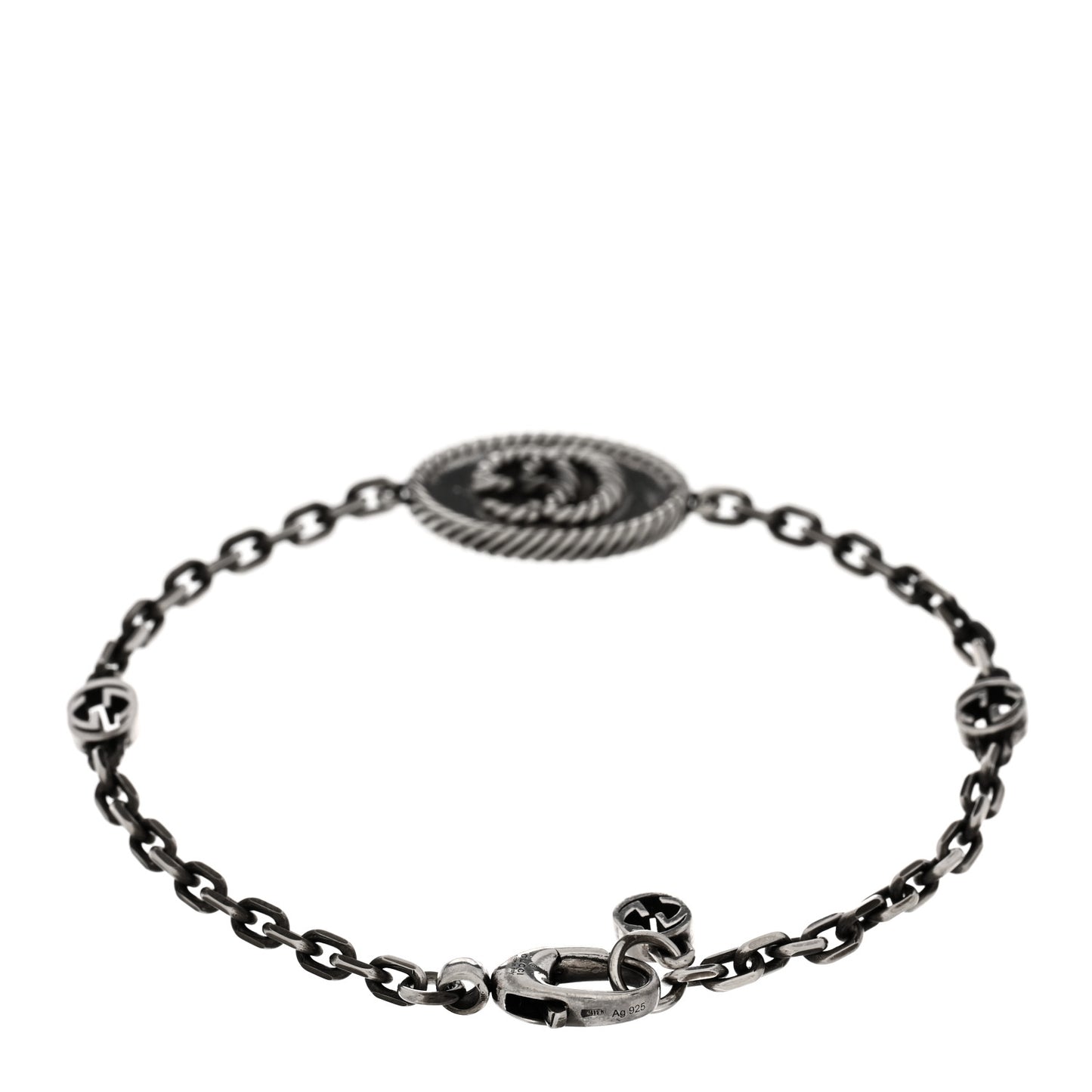 Sterling Silver Torchon Double G Bracelet