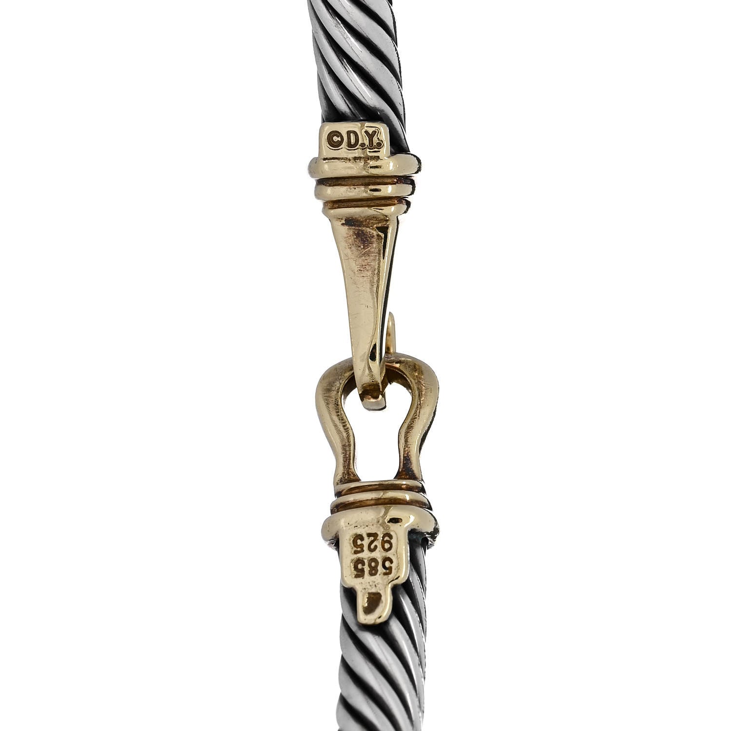 David Yurman Sterling Silver 14K Yellow Gold 5mm Cable Classic Buckle Bracelet 3 of 3