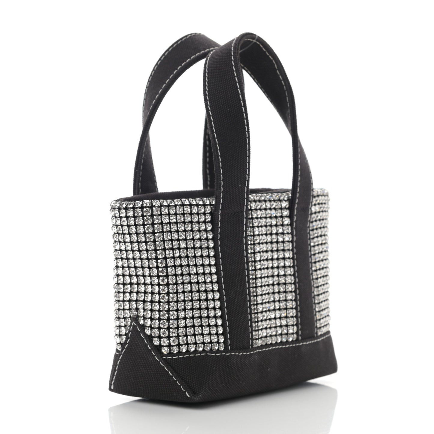 Mesh Crystal Rhinestone Mini Crusier Tote Black Silver