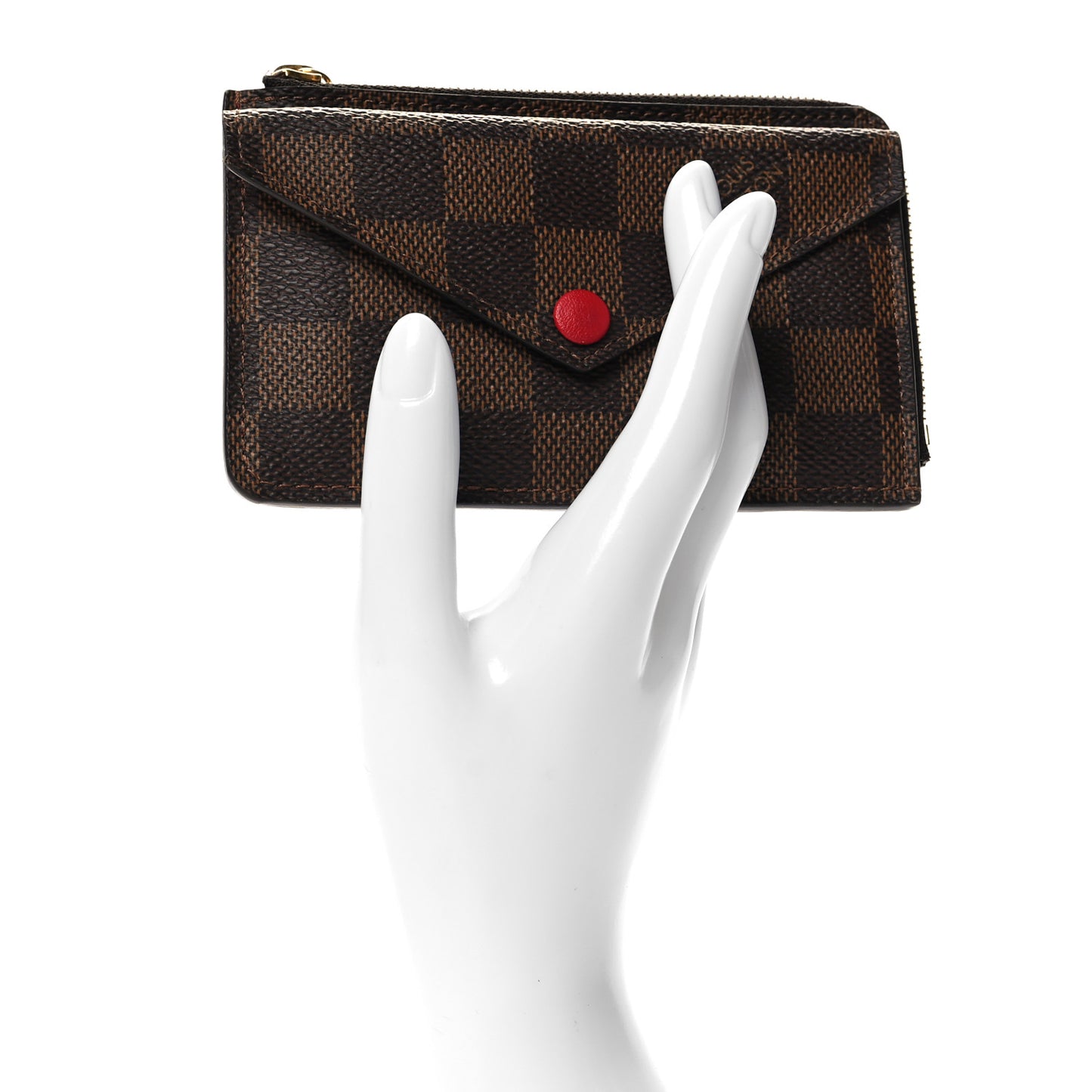 Damier Ebene Recto Verso Card Holder Red