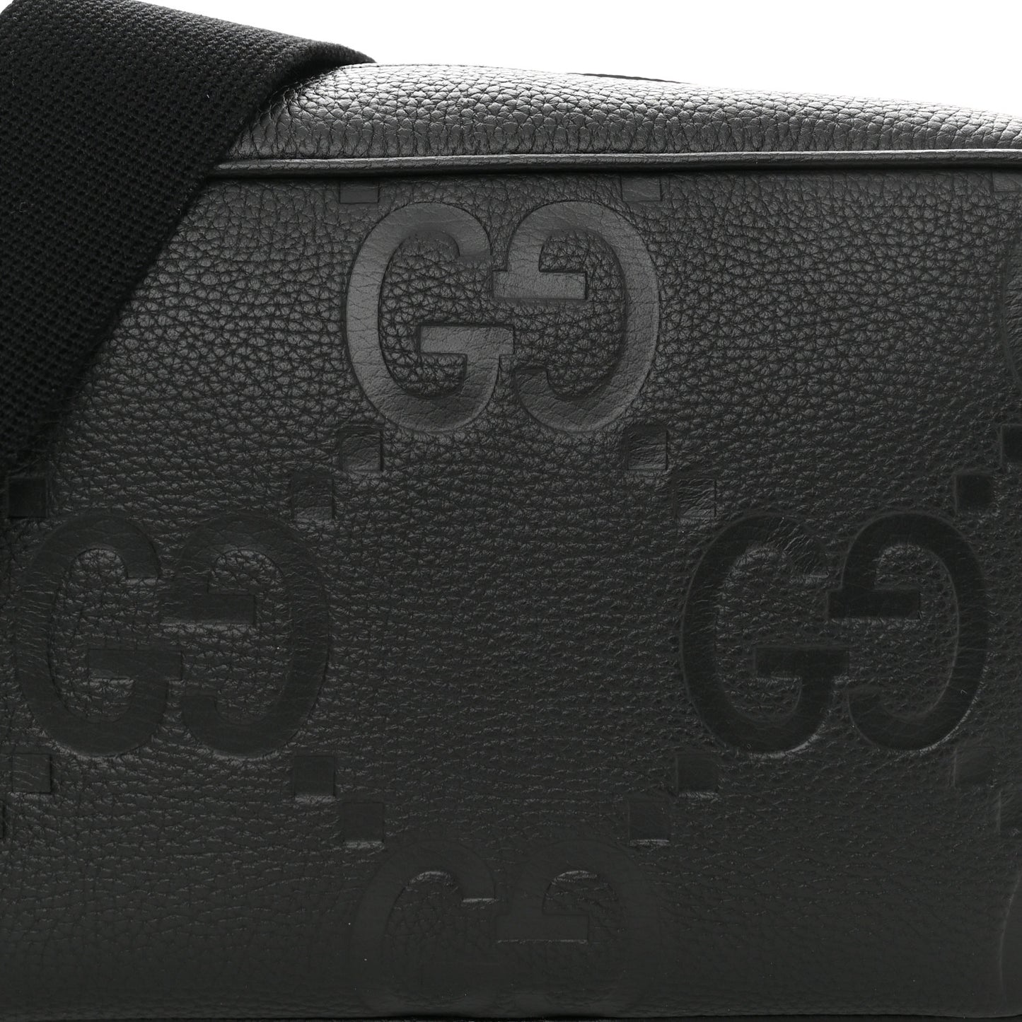 Piuma Calfskin Jumbo GG Embossed Medium Messenger Bag Black