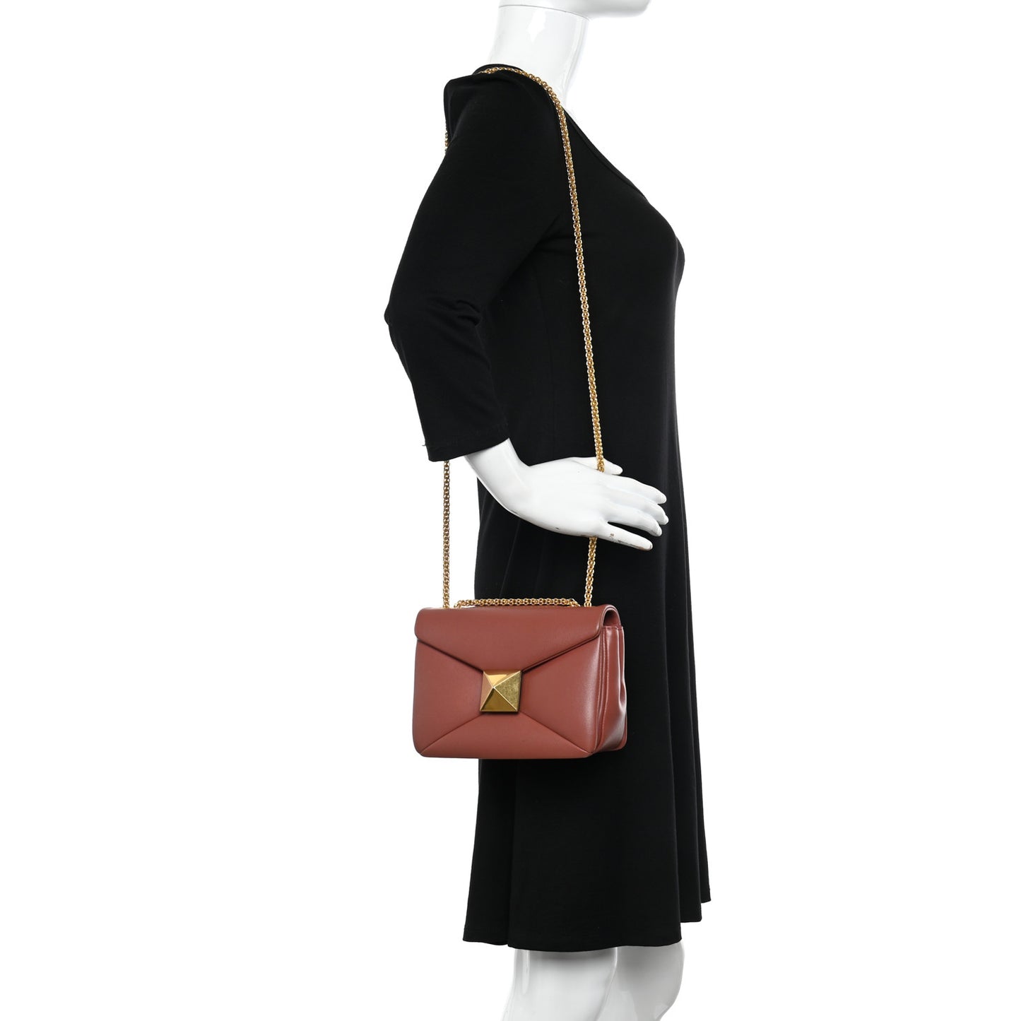 Nappa One Stud Chain Clutch Gingerbread