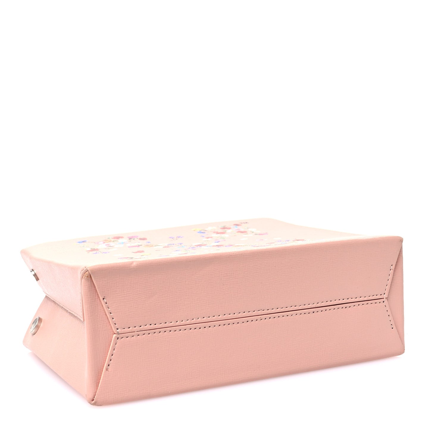 Saffiano Floral Printed Mini Arrow Crossbody Tote Pink Multicolor