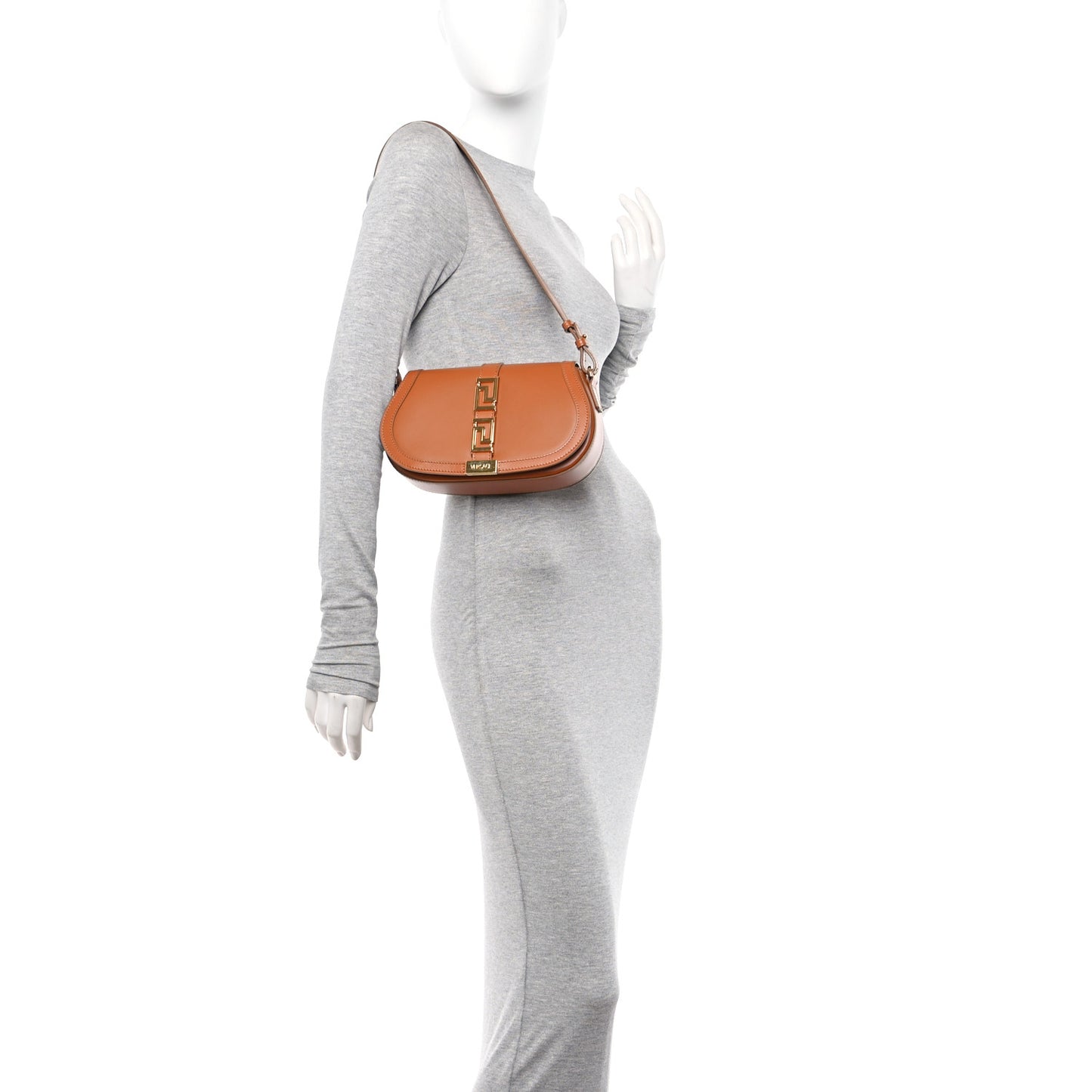Calfskin Medium Greca Goddess Shoulder Bag Caramel