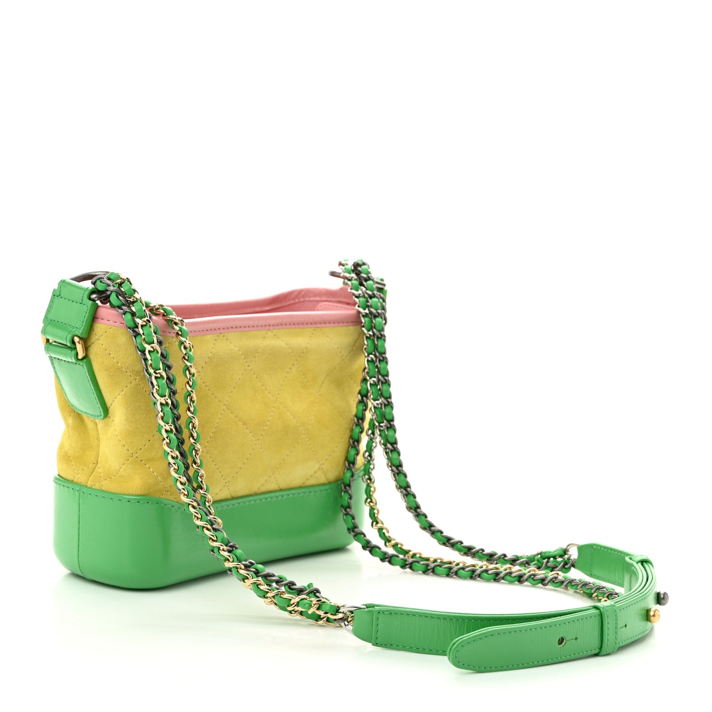 Suede Calfskin Quilted Small Gabrielle Hobo Pink Green Yellow