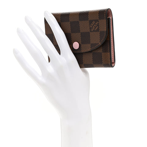 Damier Ebene Rosalie Coin Purse Rose Ballerine