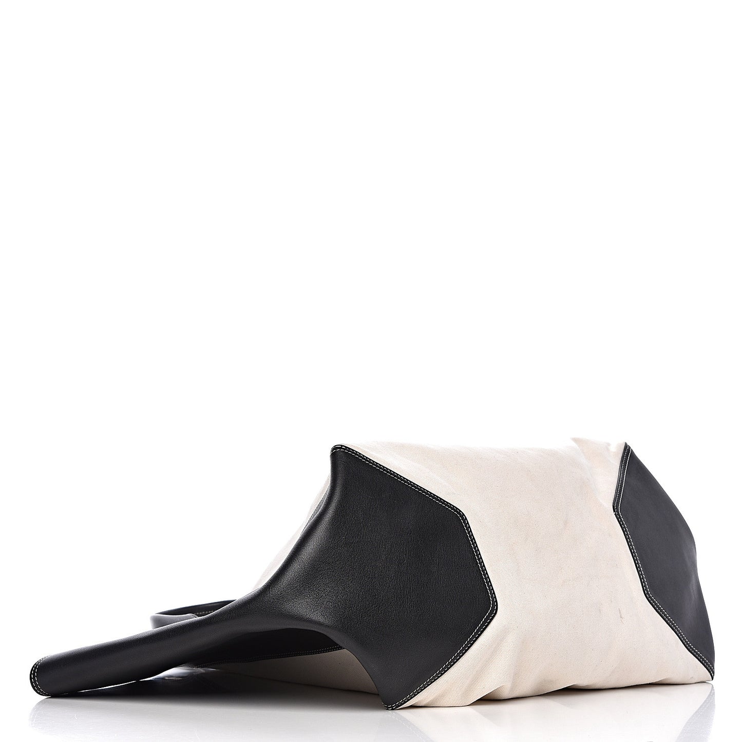 Canvas Smooth Calfskin Frame Tote Black White