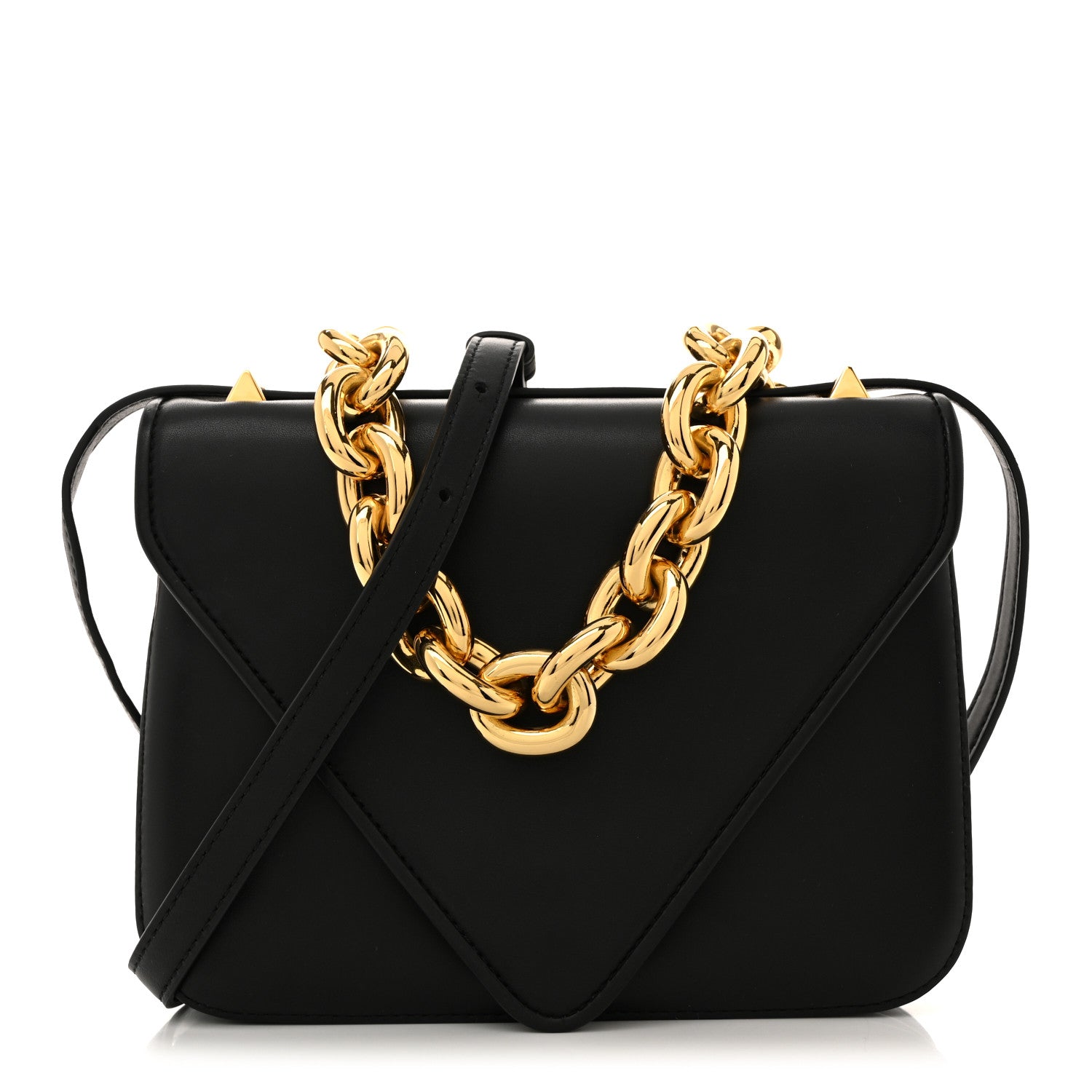 Bottega Veneta Calfskin Mount Envelope Bag Black 1786974