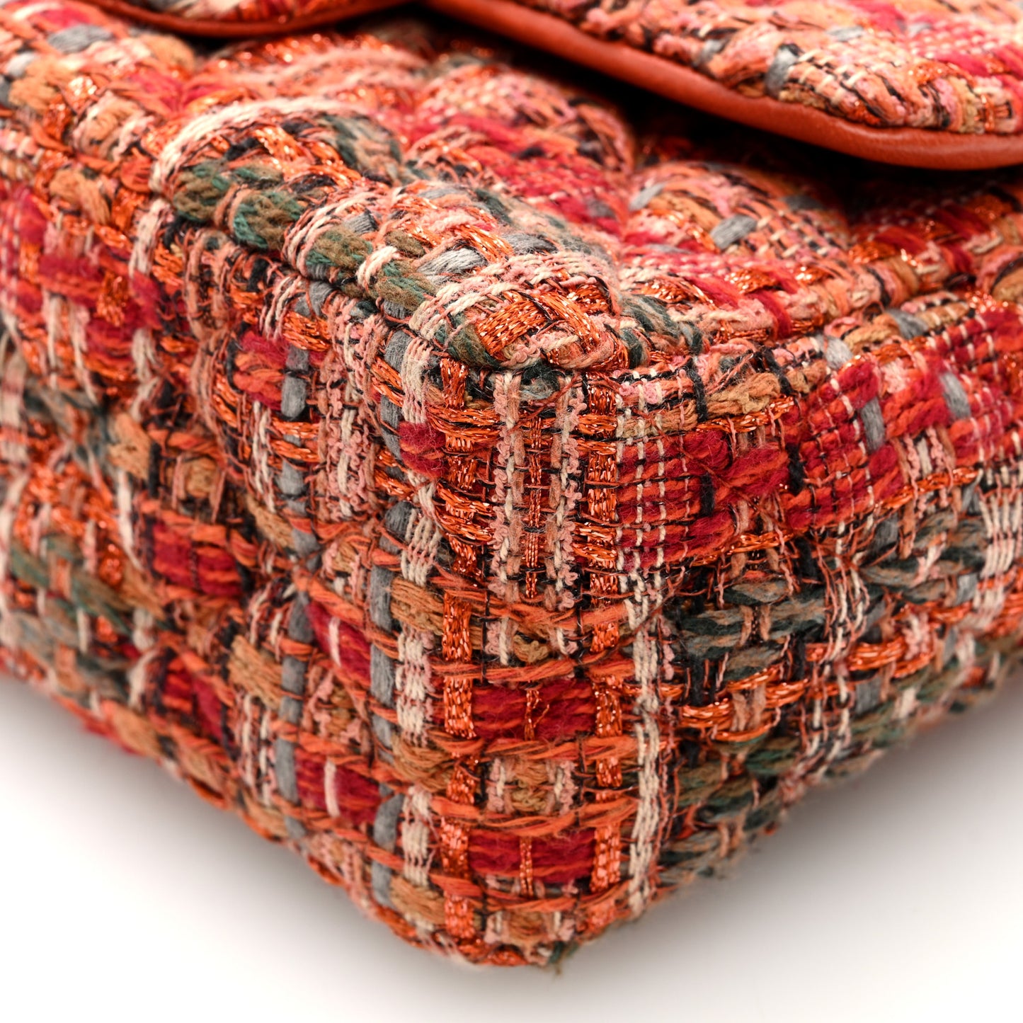 Tweed Quilted Mini Rectangular Flap Orange Multicolor